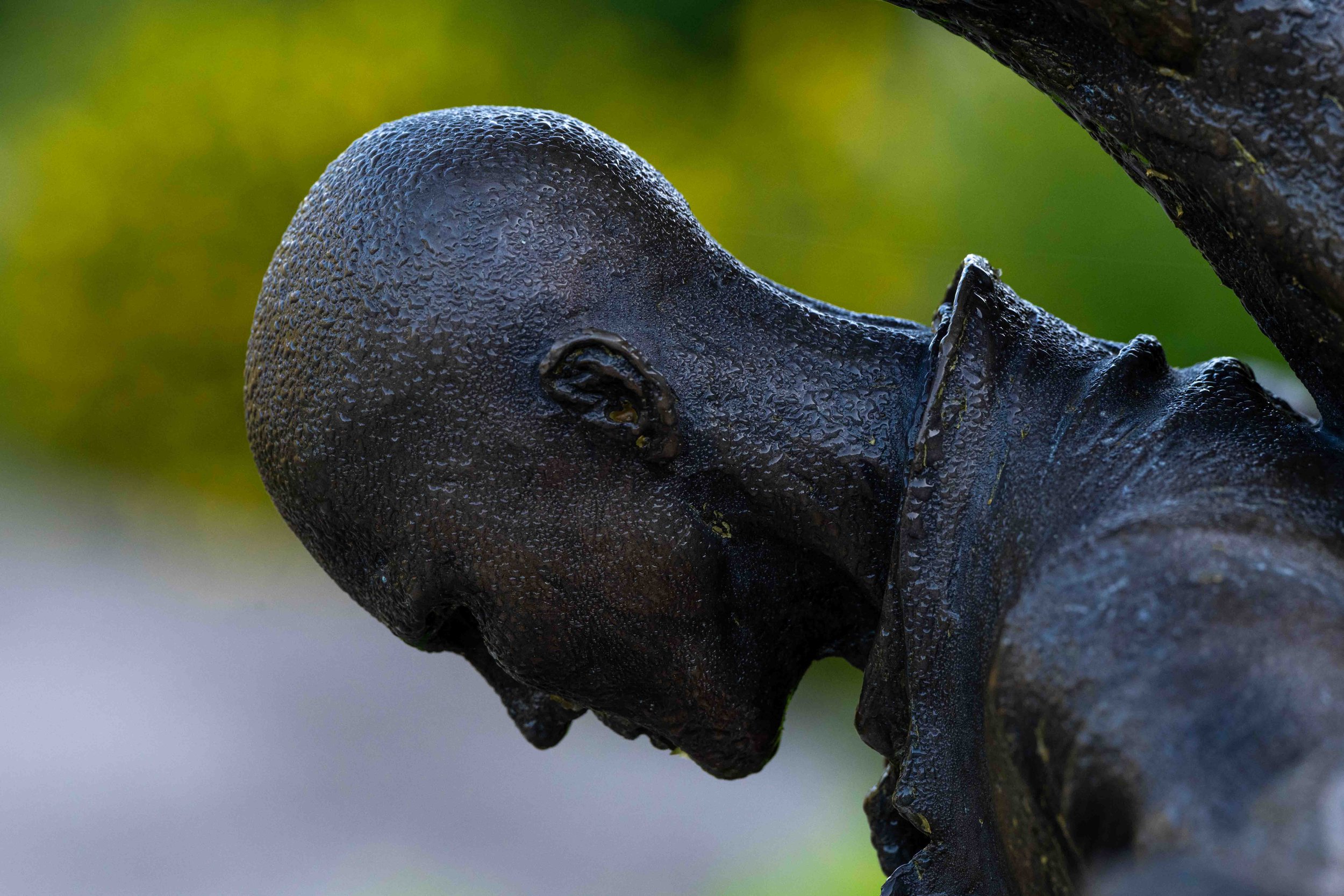 Sculpture in the early morning dew at Kingsbrae Gardens in New Brunswick