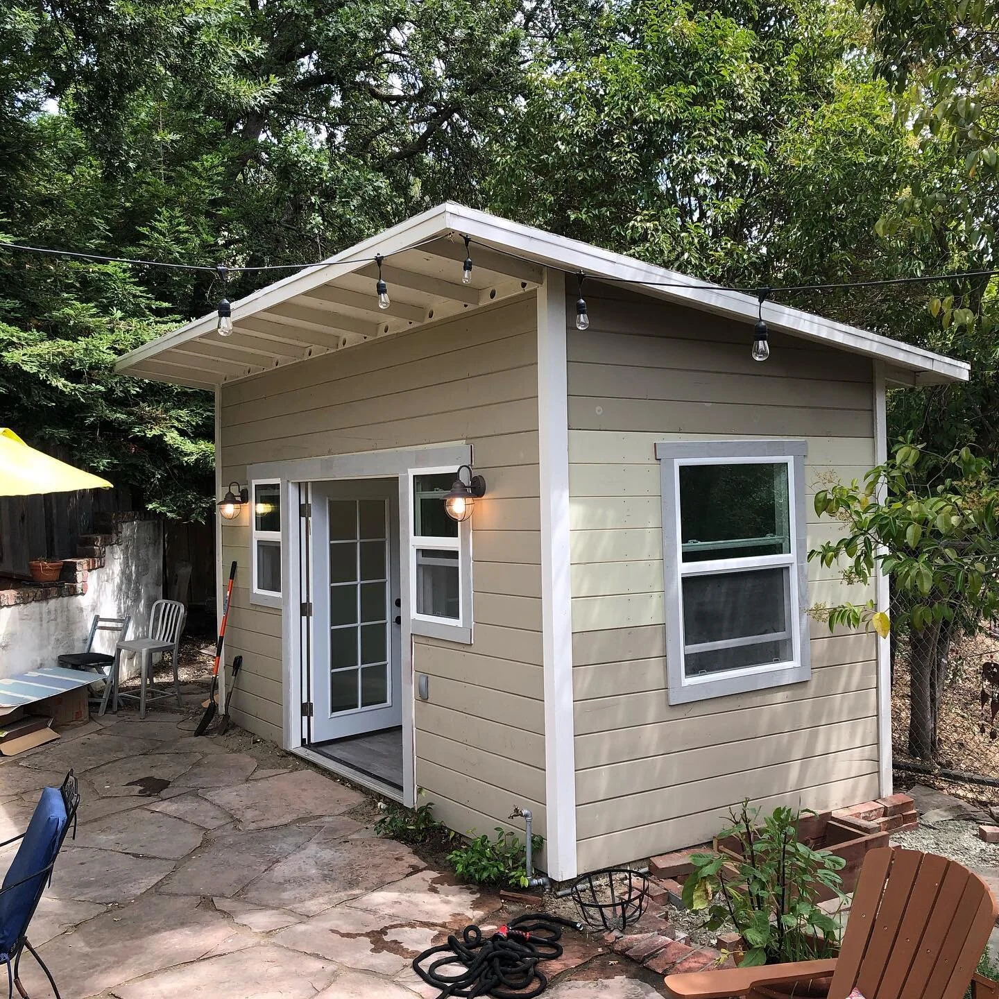 Really enjoyed remodeling this existing shed to create a detached creative space/office. Just waiting on exterior paint. Swipe for progress pictures.