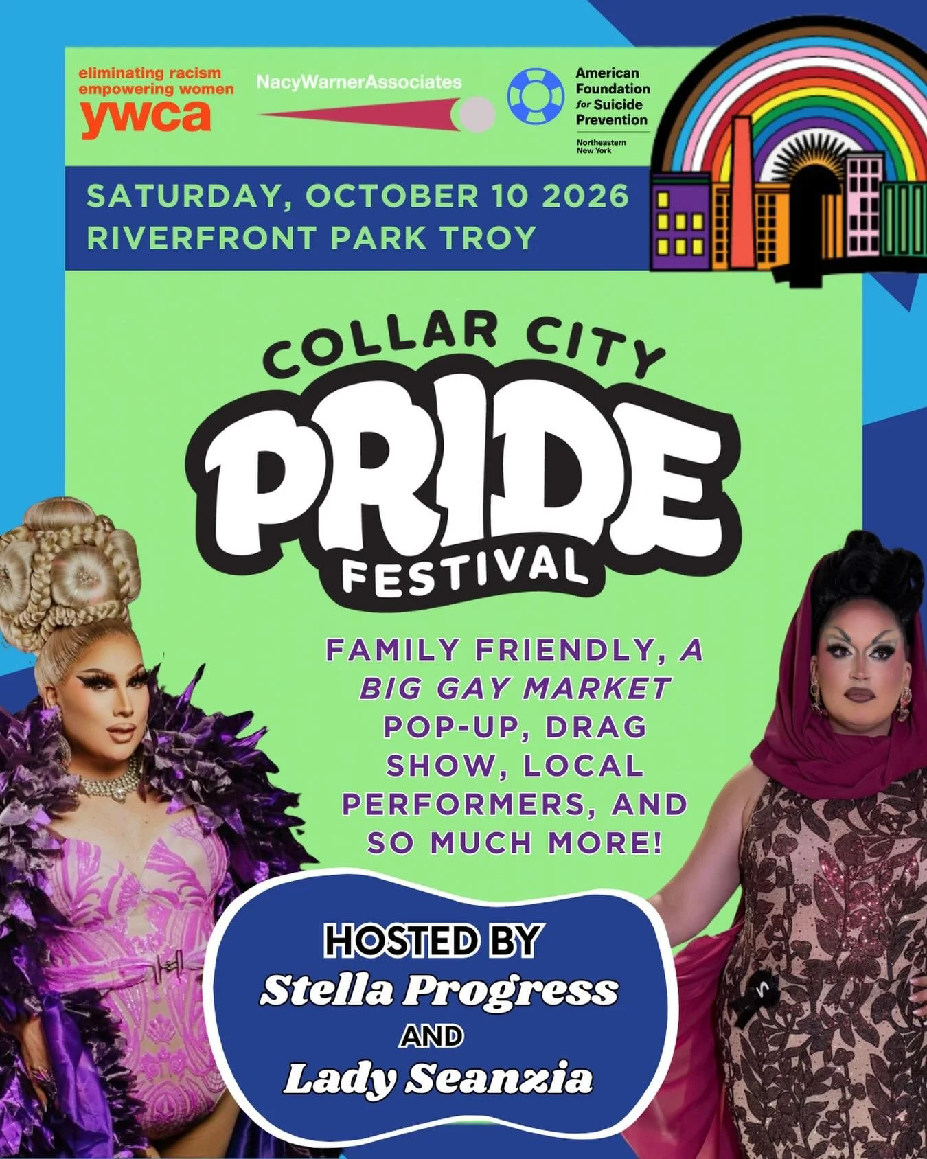 Rensselaer County&hellip;Troy..ARE YOU READY FOR THE 3rd ANNUAL COLLAR CITY PRIDE FESTIVAL! Bringing queer joy BACK to Downtown Troy on Saturday, October 10th, starting at 2 pm at Riverfront Park. We are so grateful to this year&rsquo;s presenting sp