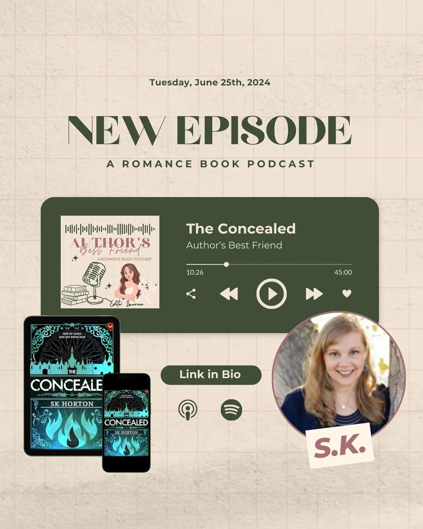 🎧 NEW EPISODE!! We are so, so lucky we get to share SK&rsquo;s story (both personal and written) with you! Listen to her interview wherever you get your podcasts! 
.
.
.
#authorinterview #bookpodcast #romantasy #yanovels #authorsofig #bookstagram