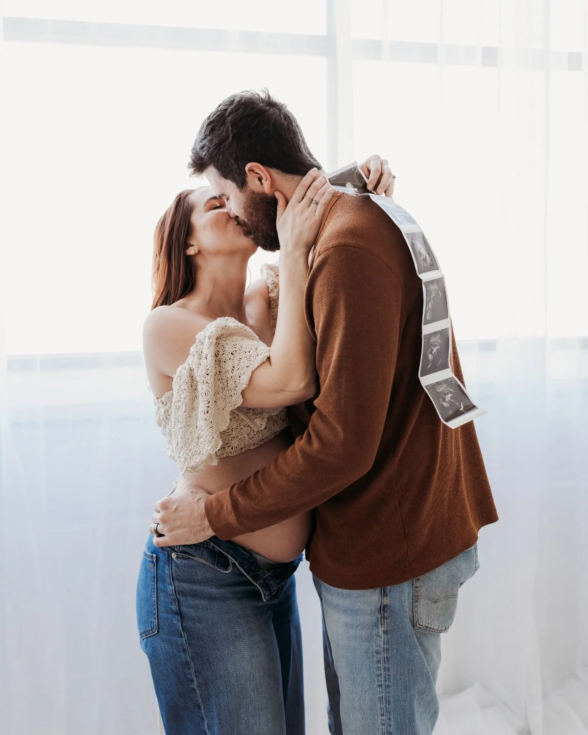 Interested in more casual maternity images? You can still utilize my client closet! All tops from my two piece sets (like this gorgeous crochet corset top) can be worn with your favorite pair of jeans! This is such a fun way to add something differen