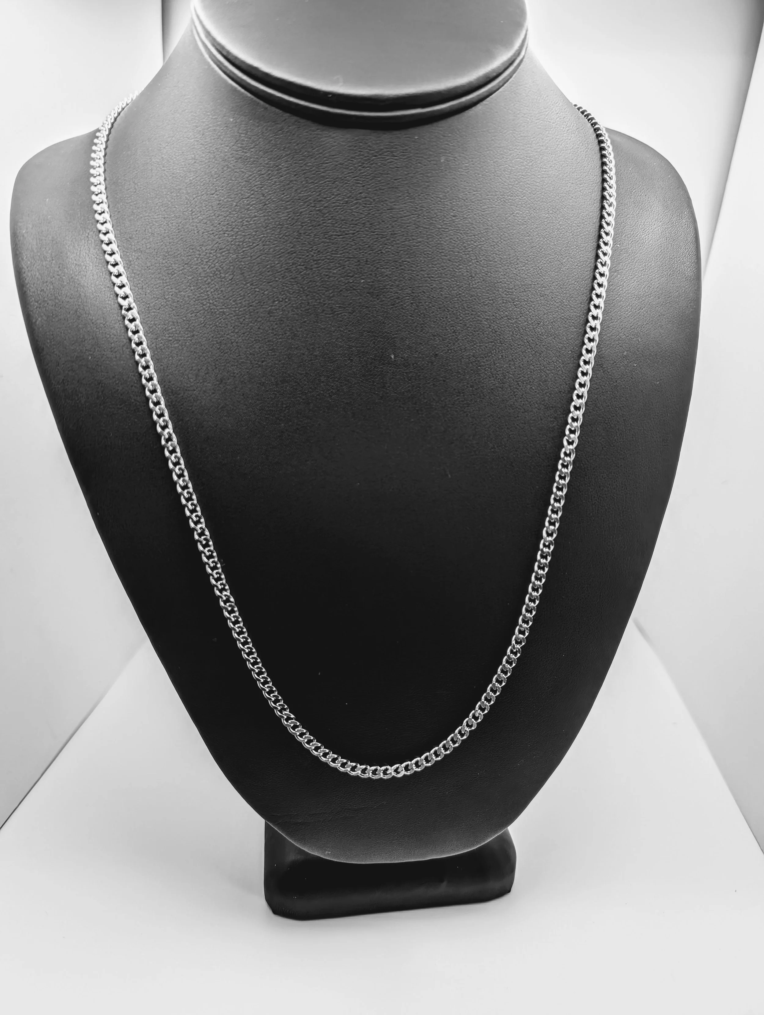 Diamond  Cut Curb Chain Silver Necklace 24 inch,4mm.