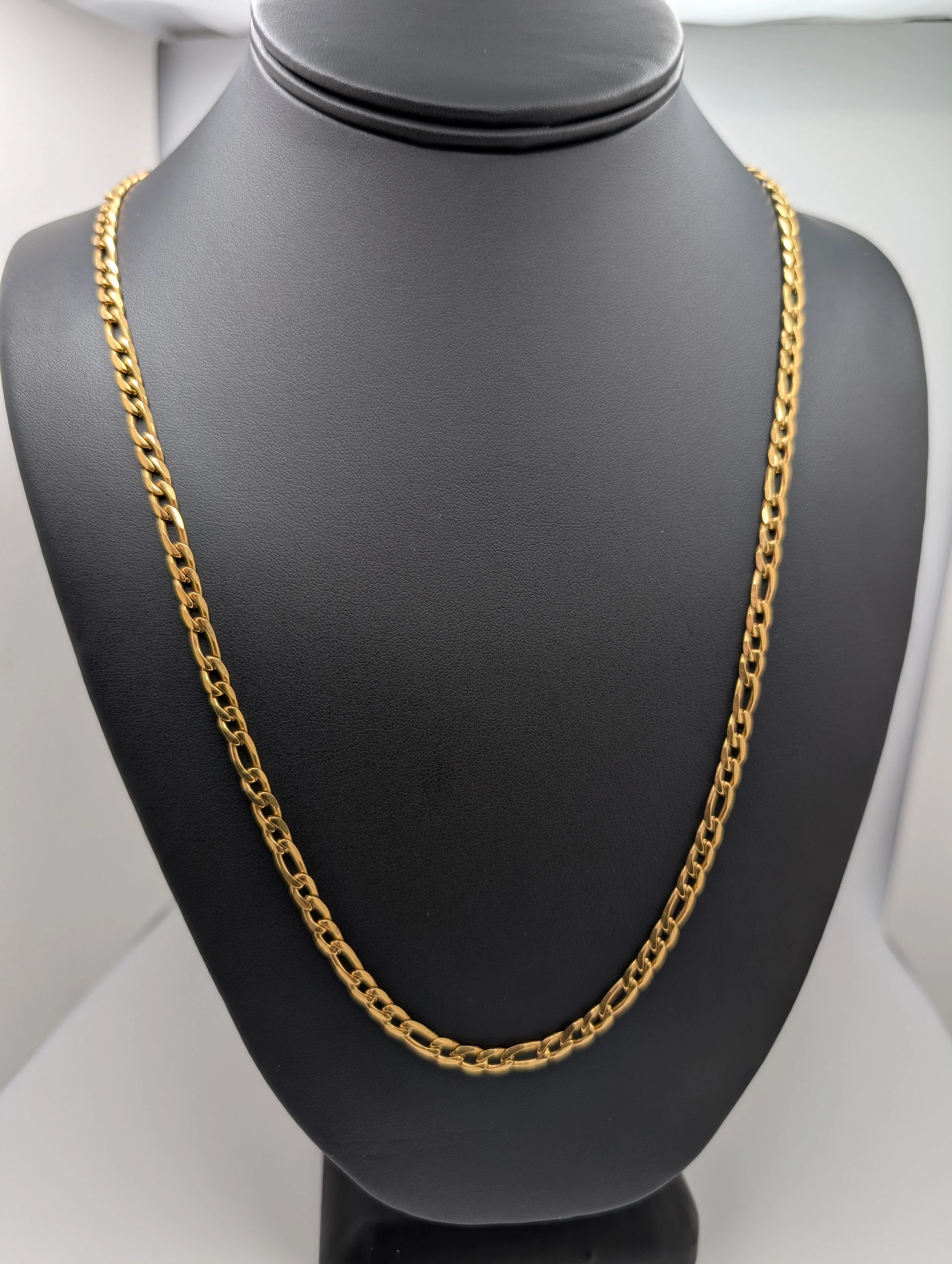 Figaro Chain Gold Necklace 24 inch 4mm.