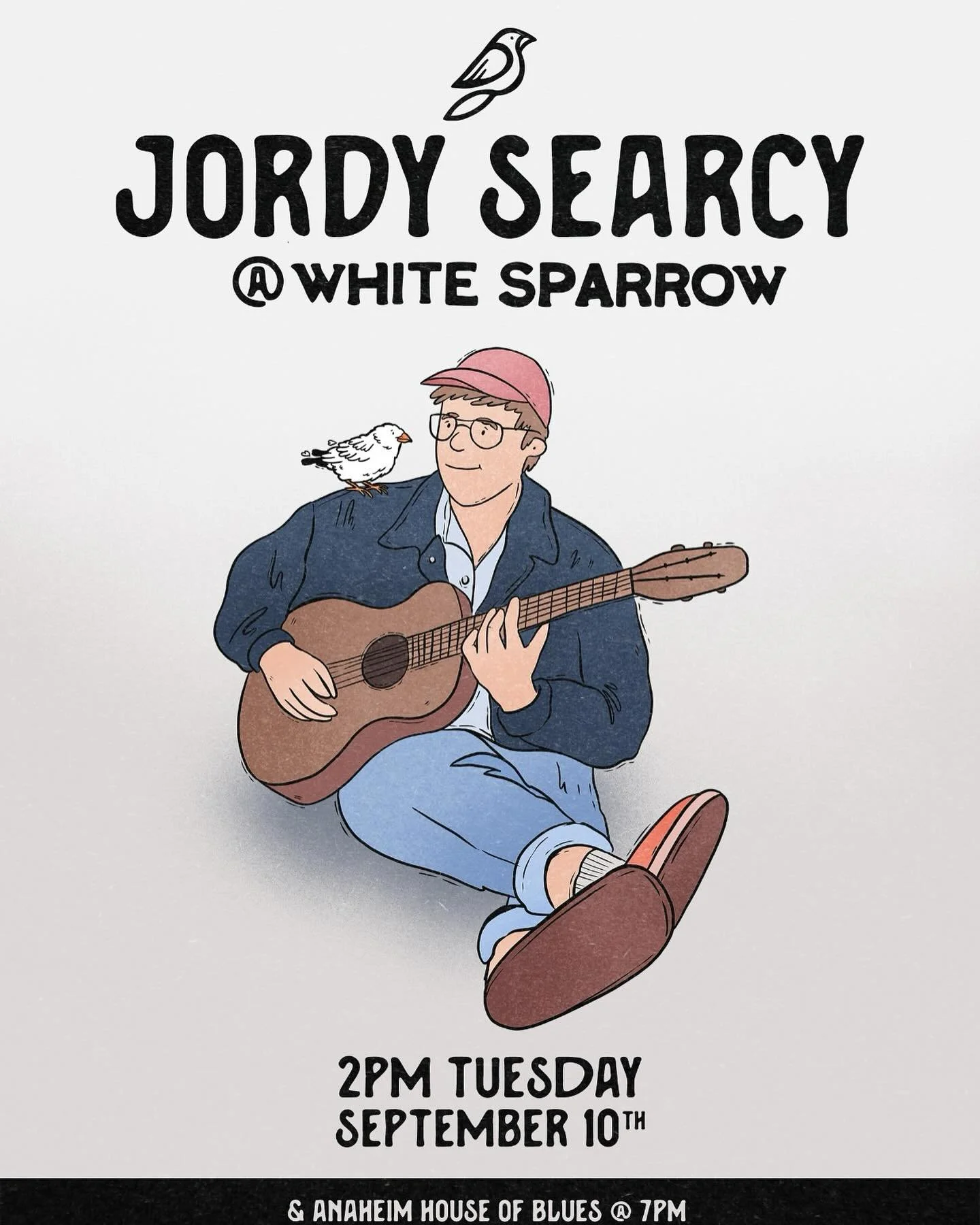 JORDY SEARCY @ WHITE SPARROW

We got Jordy coming out to play some tunes in celebration of his tour at the shop on Tuesday, September 10th at 2pm! He&rsquo;s also resuming his tour at the House of Blues in Anaheim later that night at 7pm so make sure