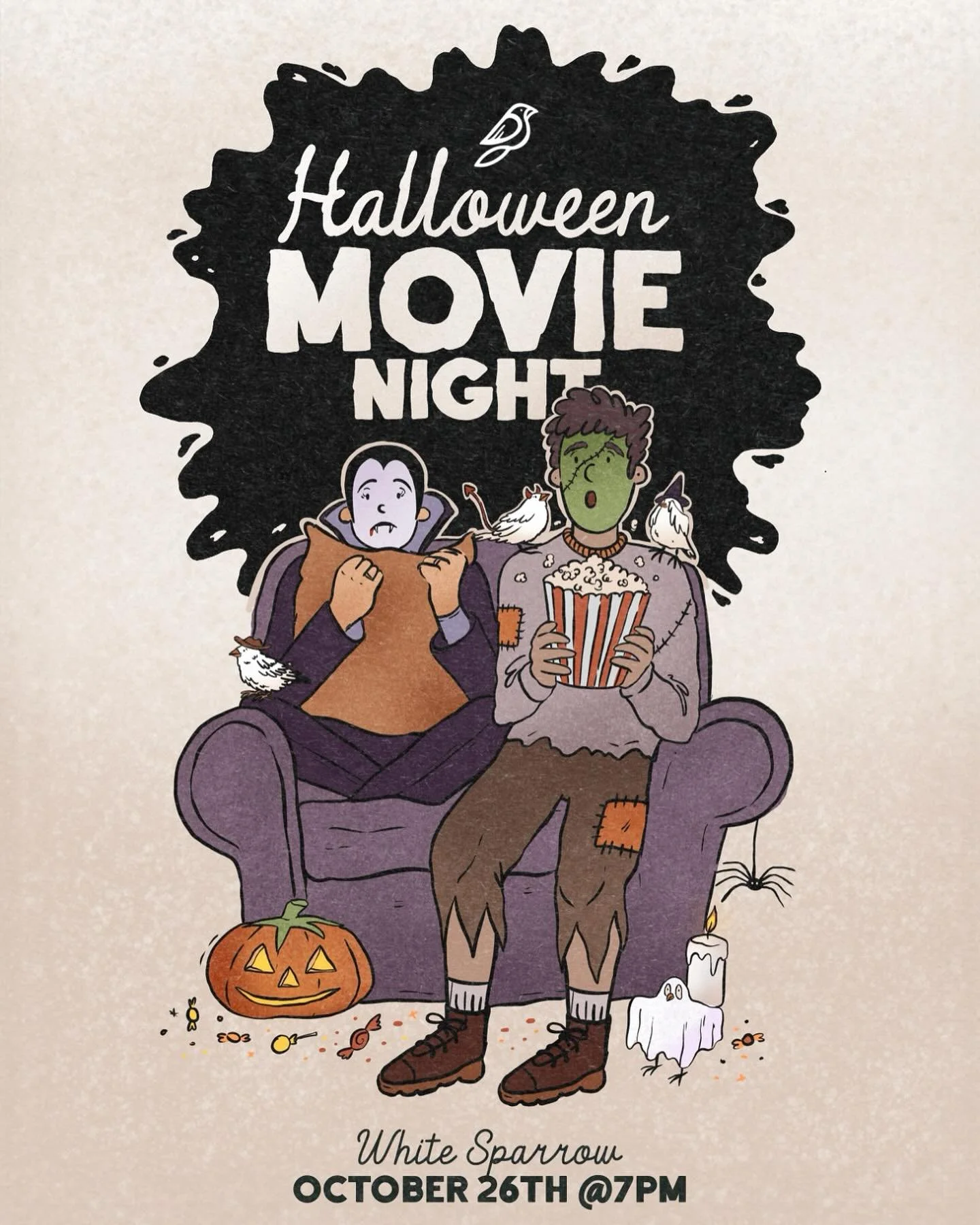 HALLOWEEN MOVIE NIGHT 👻 

Join us for a Spooktacular Halloween Movie Night, October 26th! 🎃 Enjoy delicious food, drinks, and a classic Halloween movie under the stars. Costumes encouraged! 

Smash Burgers Served up by our very own Jason Lozano @ri