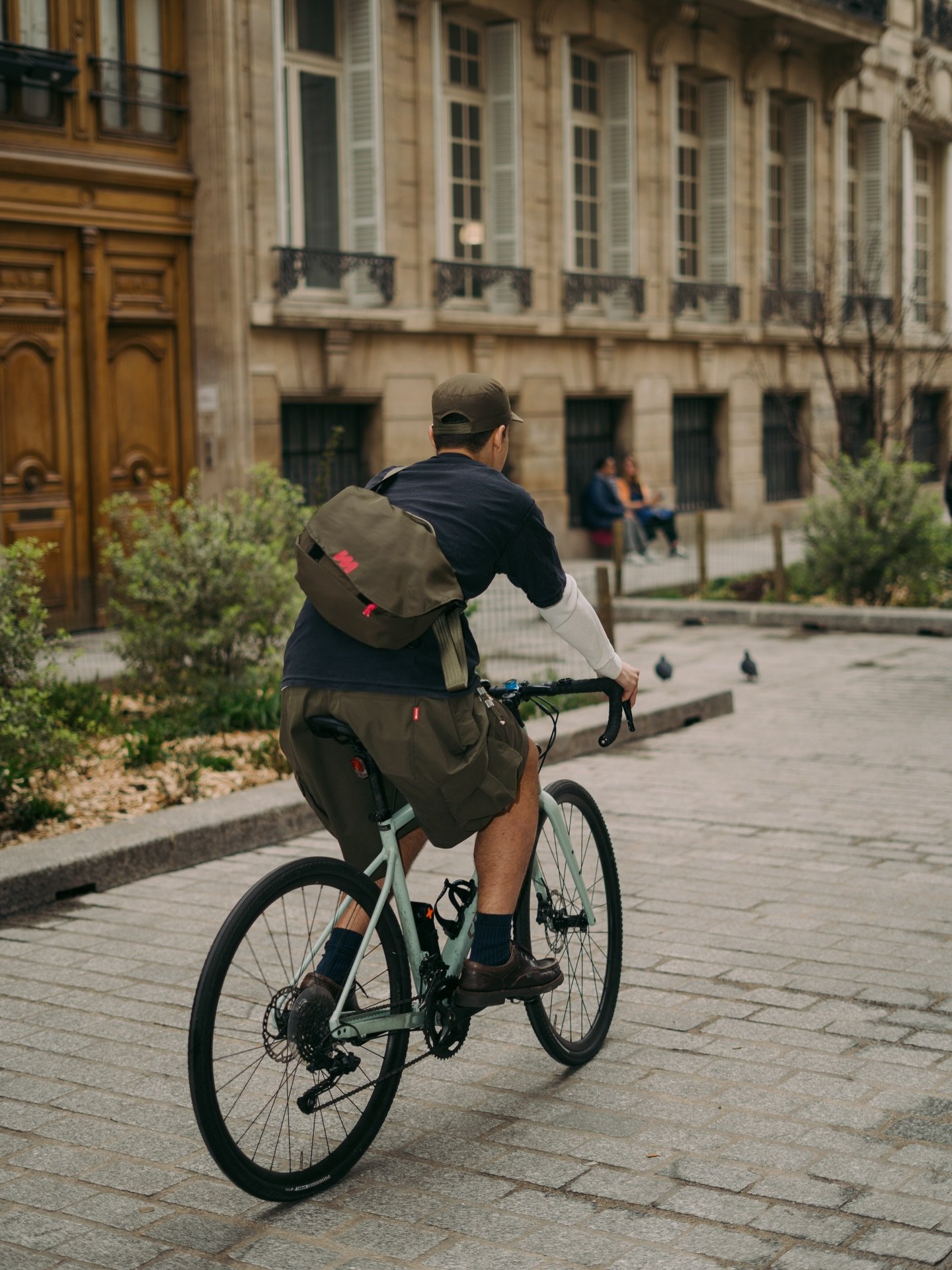 Vincent wearing our messenger bag, the JH-925 [M] in khaki. 
Available online, and in our workshop.