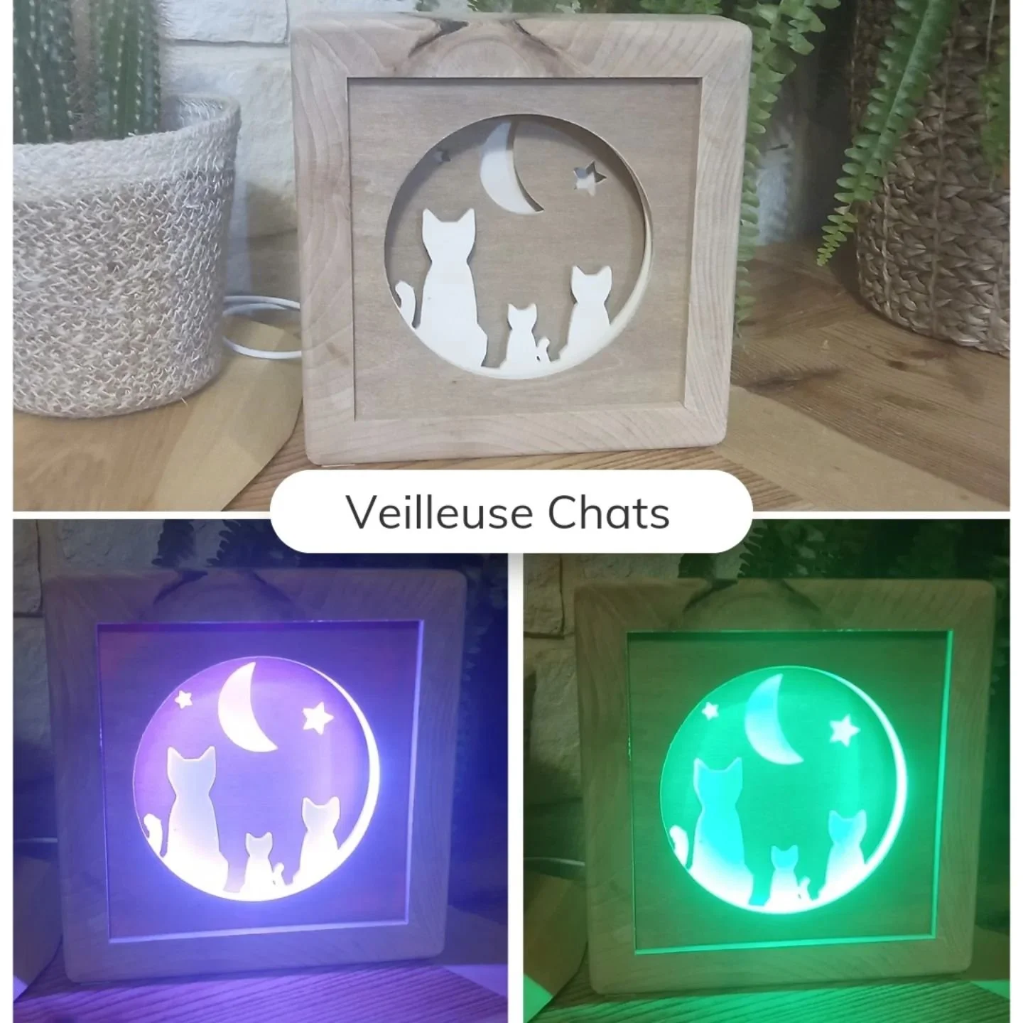 Un des premiers mod&egrave;les de veilleuses, mais toujours aussi populaire!

Une famille de petits chats sont sur un toit en train de regarder les &eacute;toiles. De beaux r&ecirc;ves en perspective.

J'annoncerai l'ouverture des ventes dans un futu