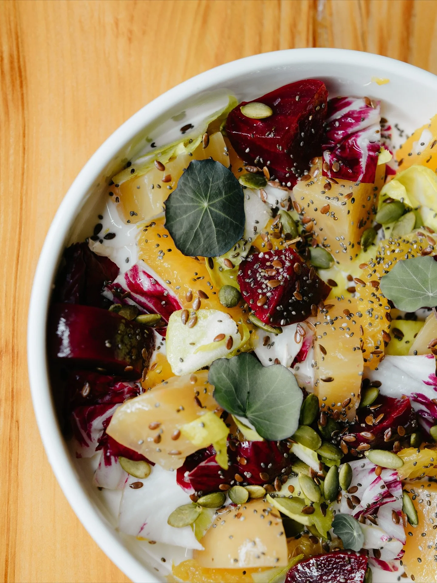 Cozy weather beets are back! Roasted beets, mandarin oranges, chicory, buttermilk, crunchy seeds. Come escape the Anacortes dreary-ness over a cocktail and new seasonal offerings in our brand new barrrrrr! (Pssst it&rsquo;s Thirsty Thursday - happy h