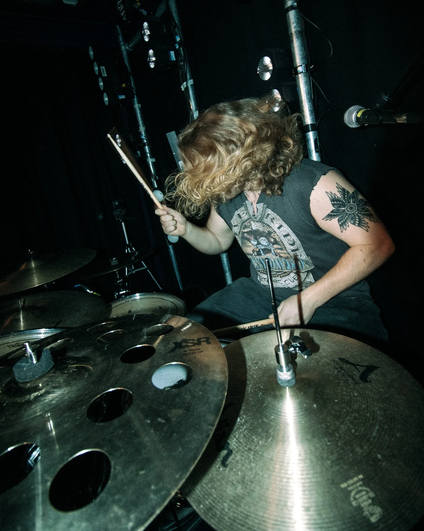 Energetic shot of Will from Pariah State performing at The Victoria, Birmingham.
