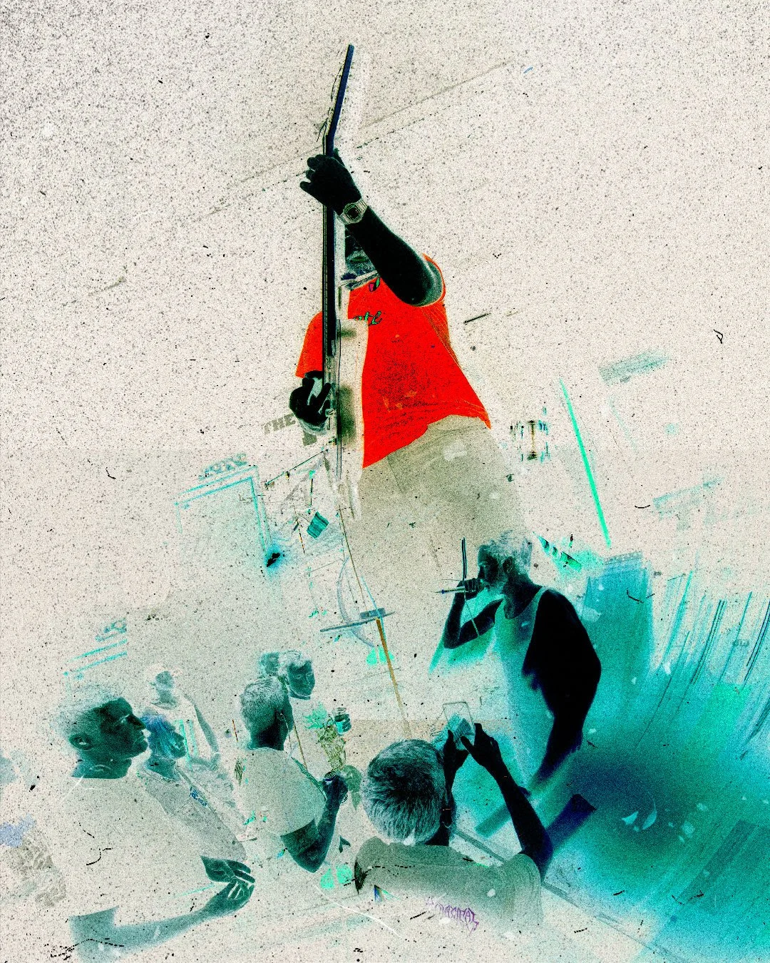 Vulgar at The Flapper. Distorted and grainy photoshop edit.