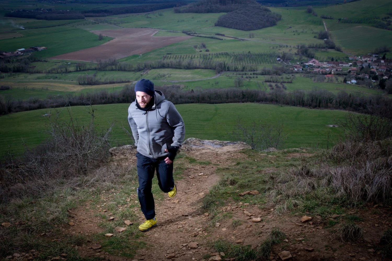 Nicolas Thirion en pleine montée lors d'un entraînement de trail running