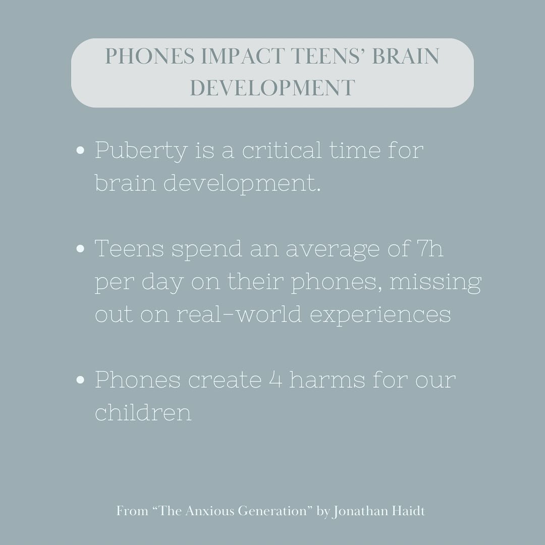 Puberty is a critical time for brain development, but 7h of daily phone use can hinder that progress. There are 4 harms that every parent should know about. 
Swipe to learn more!

#braindevelopment #digitalwellbeing #teens #puberty #parentingteens #p