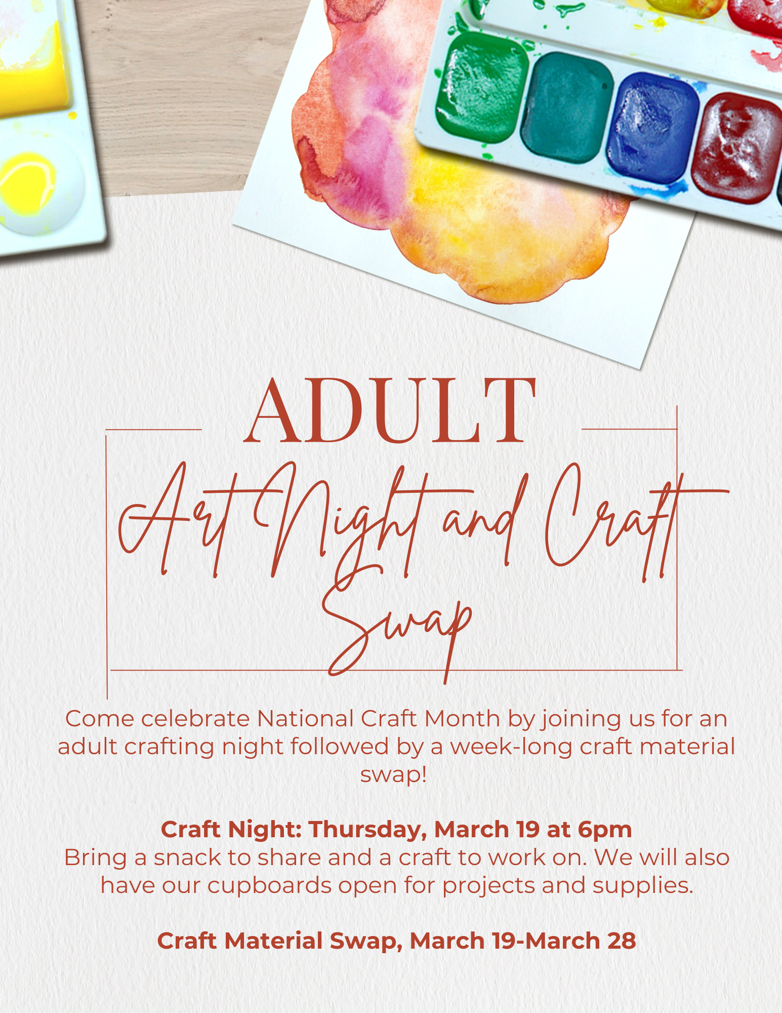 Adult Art Night and Craft Swap