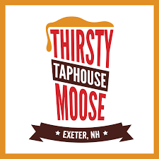 Logo for Thirsty Moose Taphouse, Exeter, NH, featuring a stylized beer glass design.