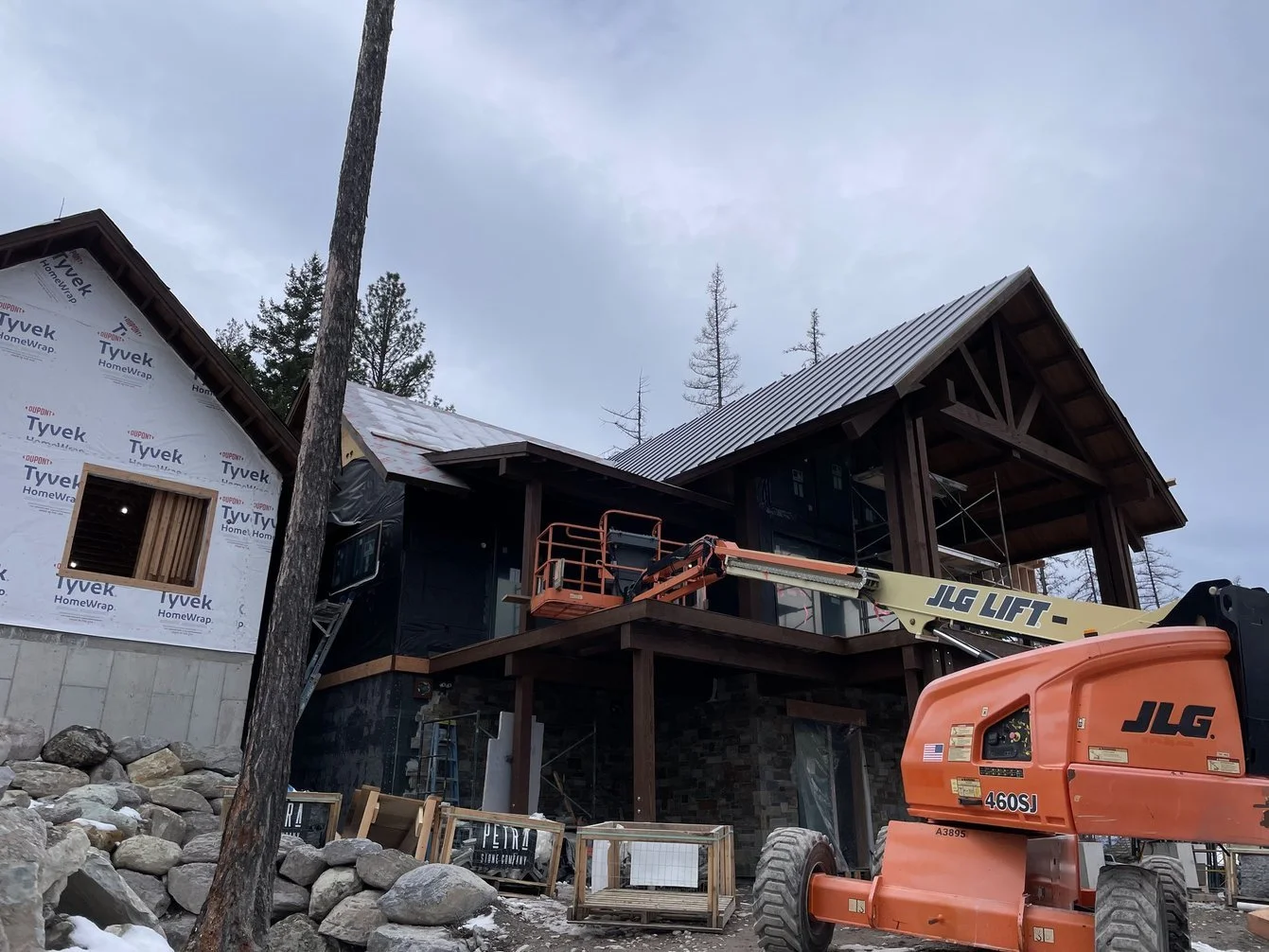 Our latest in-progress construction progress, a custom luxury home in the mountains of northwest Montana.