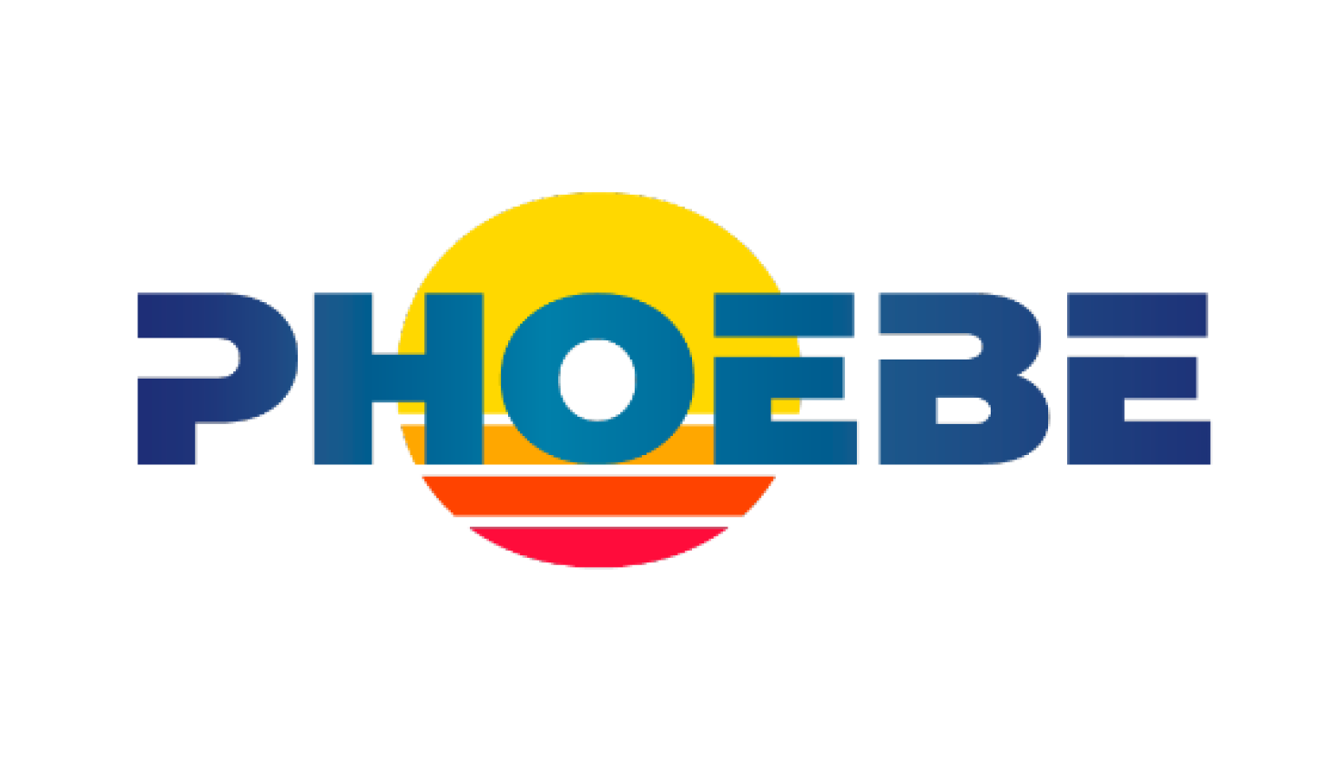 Colorful logo with the word 'PHOEBE' in bold blue letters, with a stylized sun and sunset graphic in yellow, orange, and red behind the text.