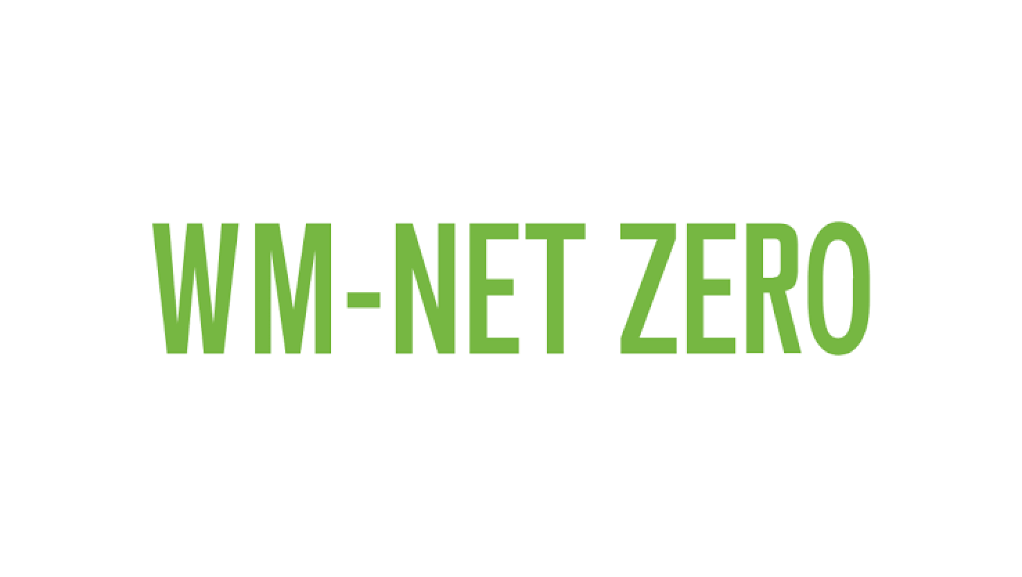 Text on a white background reading 'WM-NET ZERO' in green letters.