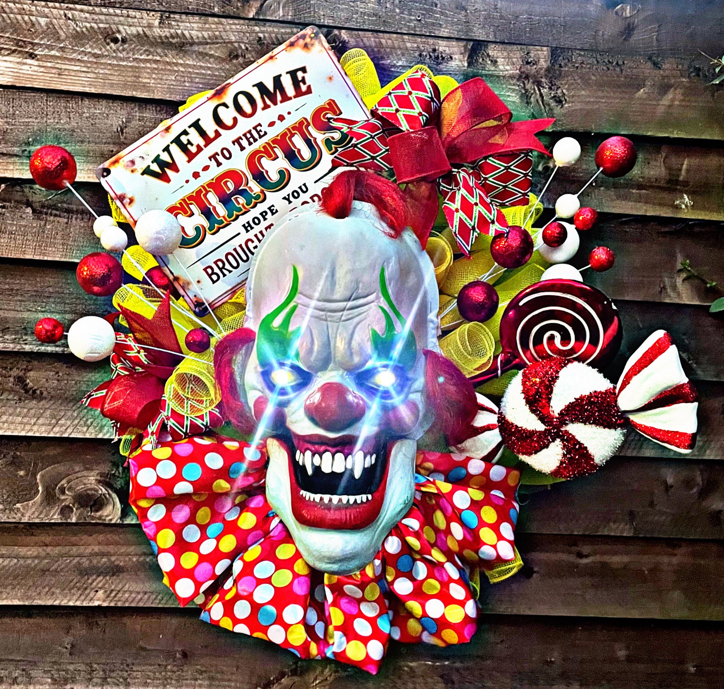 Talking Candy Clown Wreath