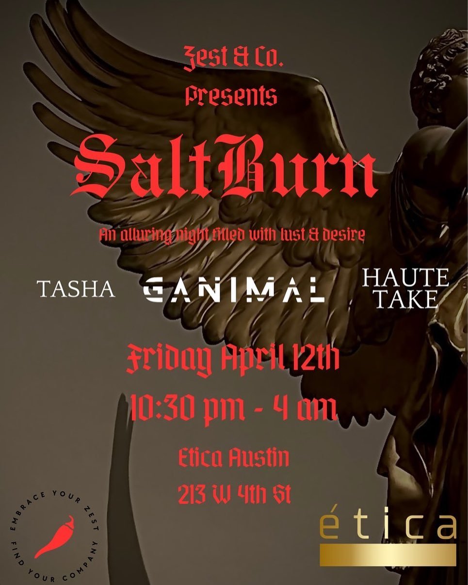 Zest&amp;Co. are back and we&rsquo;ve missed you all dearly.

On Friday, 4/12 we&rsquo;ll be bringing the flavor to @eticaaustin in what will be the most unforgettable party this spring.

We are pleased to present to you Saltburn: an alluring night o