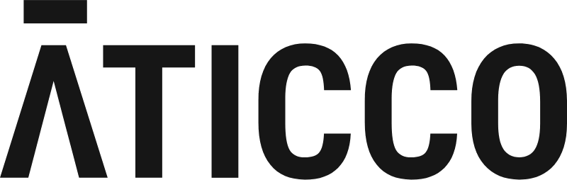 Close-up of the ATICCO logo in black text on a white background.