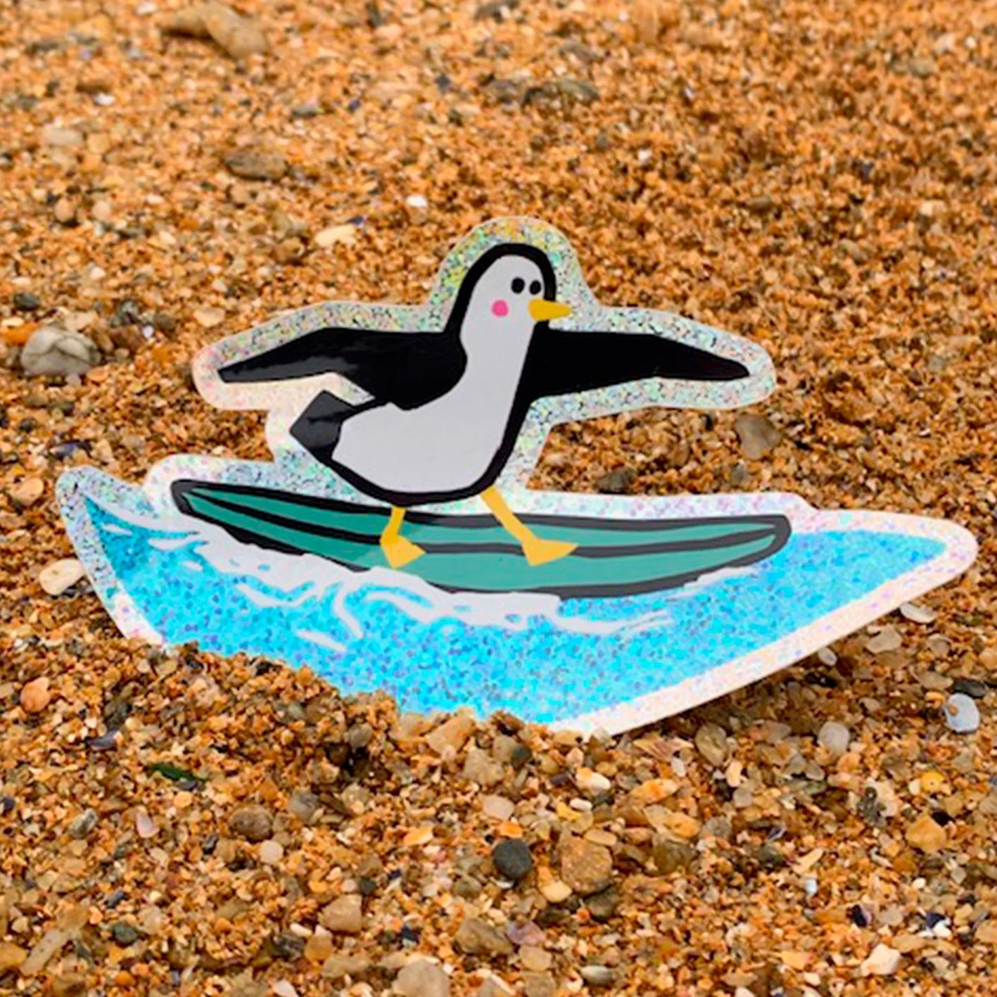 Autocollant goéland surfeur