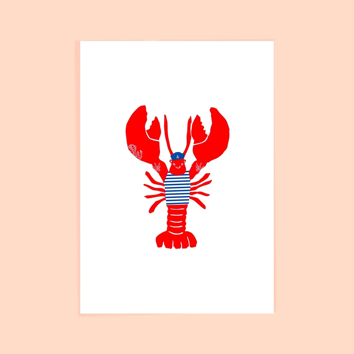 Carte postale homard tatoué