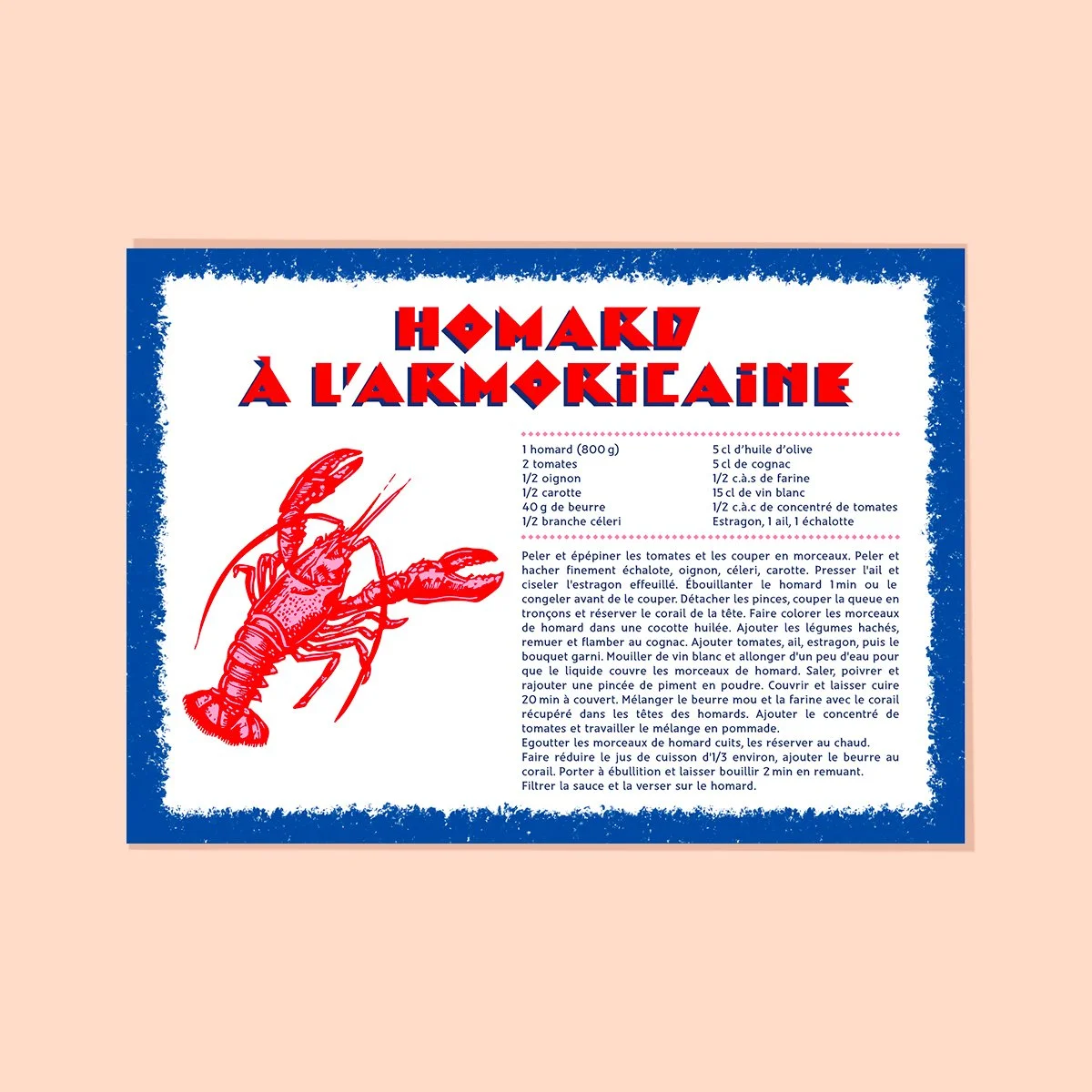 Carte postale recette homard