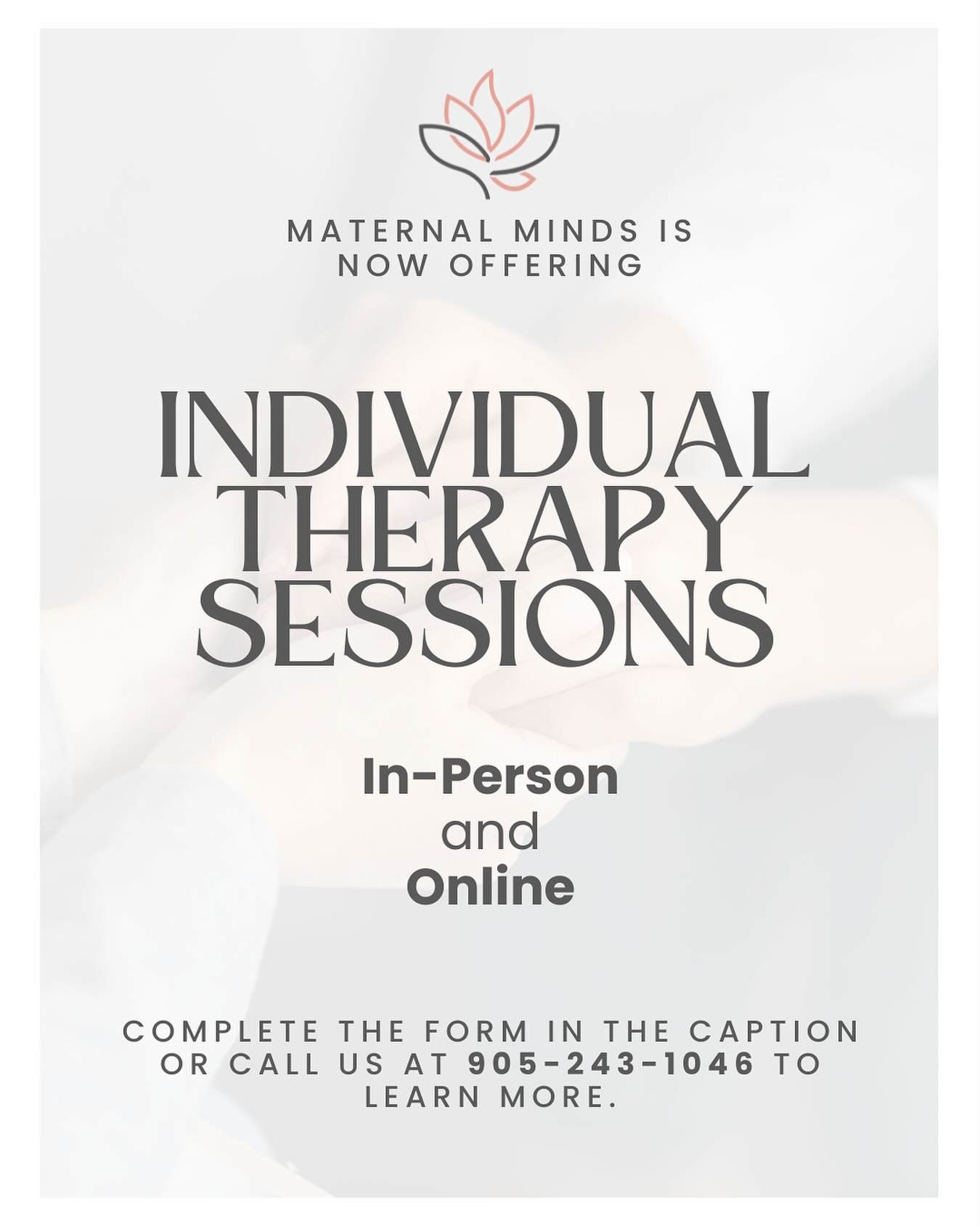 Maternal Minds is now offering individual therapy sessions for Muslim women &mdash; available both 𝗶𝗻-𝗽𝗲𝗿𝘀𝗼𝗻 and 𝗼𝗻𝗹𝗶𝗻𝗲.

Led by registered Muslim therapists, our sessions provide a supportive space that reflects Muslim Mothers&rsquo; f