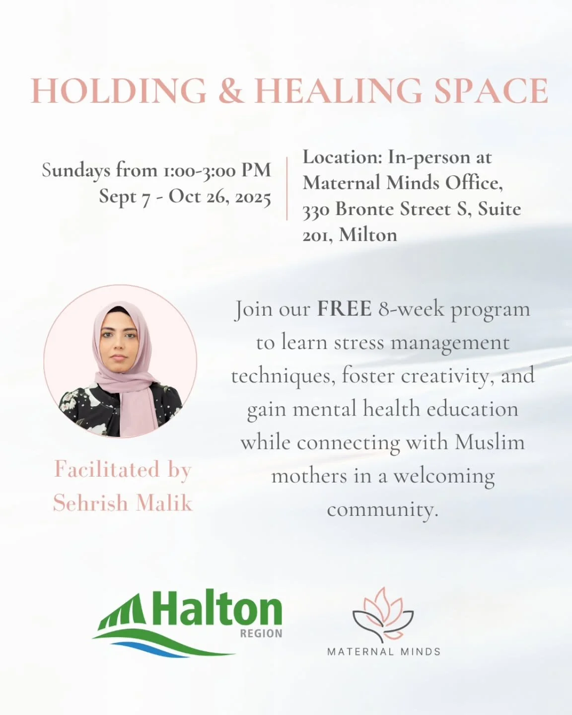 Assalamualaikum,

Join our FREE 8-week program to learn stress management techniques, foster creativity, and gain mental health education while connecting with Muslim mothers in a welcoming community.

Please note this program is open to Muslim mothe