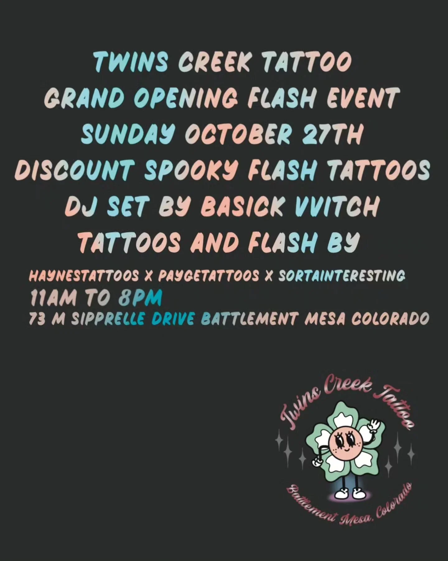 Come one come all to our grand opening event at @twinscreektattoo this Sunday October 27th 11AM -8PM First come first served. Black and grey, arms and legs only. Flash and tattoos by @haynestattoos @paygetattoos @sorta_interesting @bankyink DJ set by