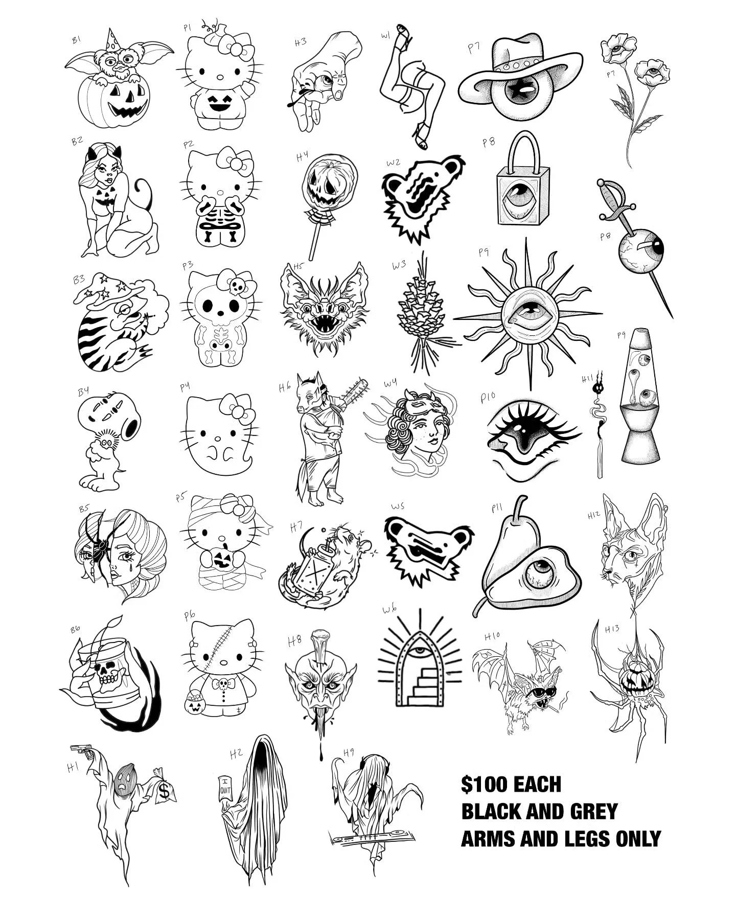 $100 Flash for our grand opening event this Sunday October 27th 11AM -8PM First come first served. Black and grey, arms and legs only. Flash and tattoos by @haynestattoos @paygetattoos @sorta_interesting @bankyink DJ set by @basick_vvitch #tattoos #t