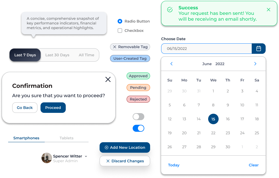 An assortment of MyServe design components.