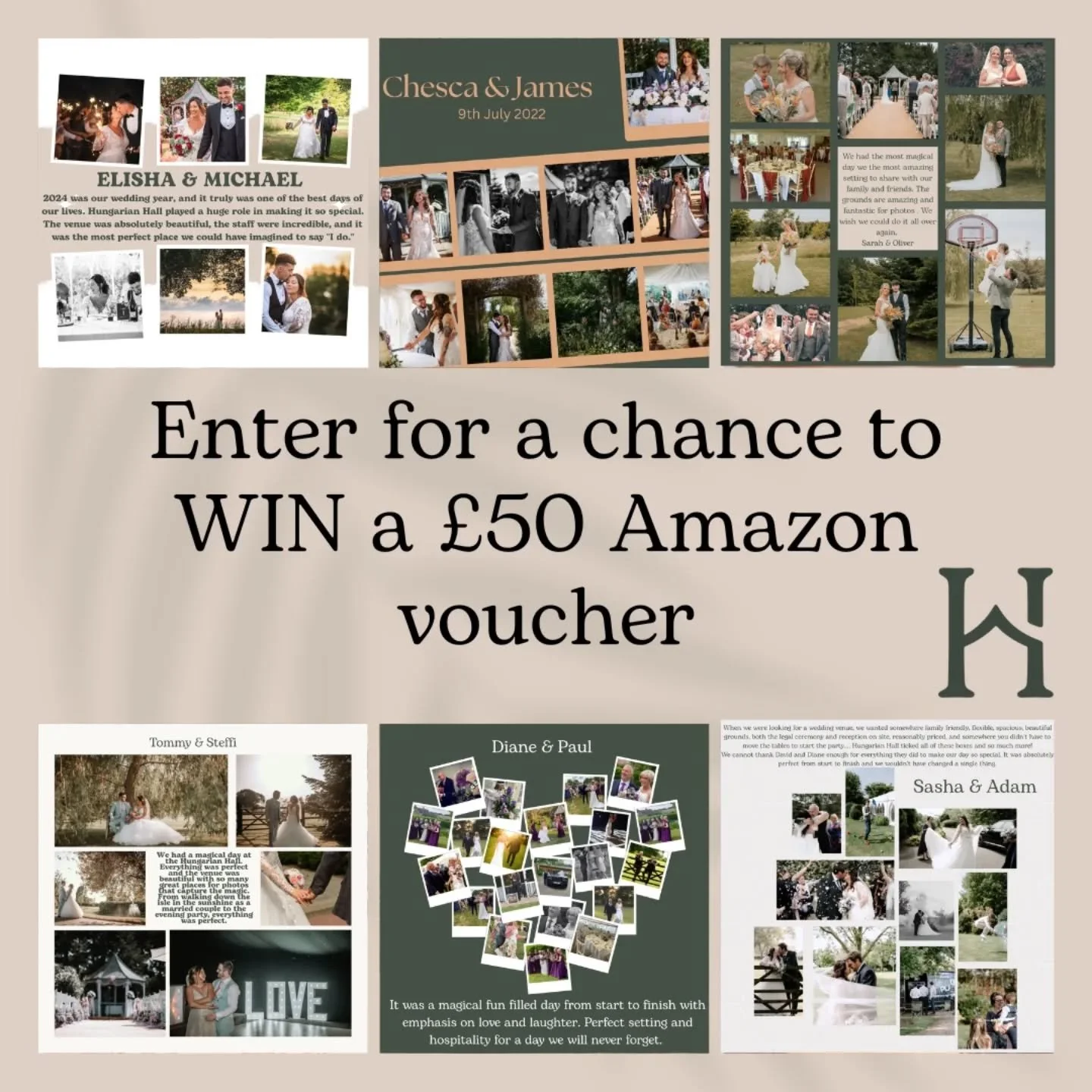✨&nbsp;WIN a &pound;50 Amazon Voucher!&nbsp;✨
We&rsquo;re celebrating nearly 20 years of weddings at&nbsp;Hungarian Hall Estate&nbsp;&mdash; and we want to hear&nbsp;your&nbsp;memories!

Whether it&rsquo;s a special moment, a family story, a stunning