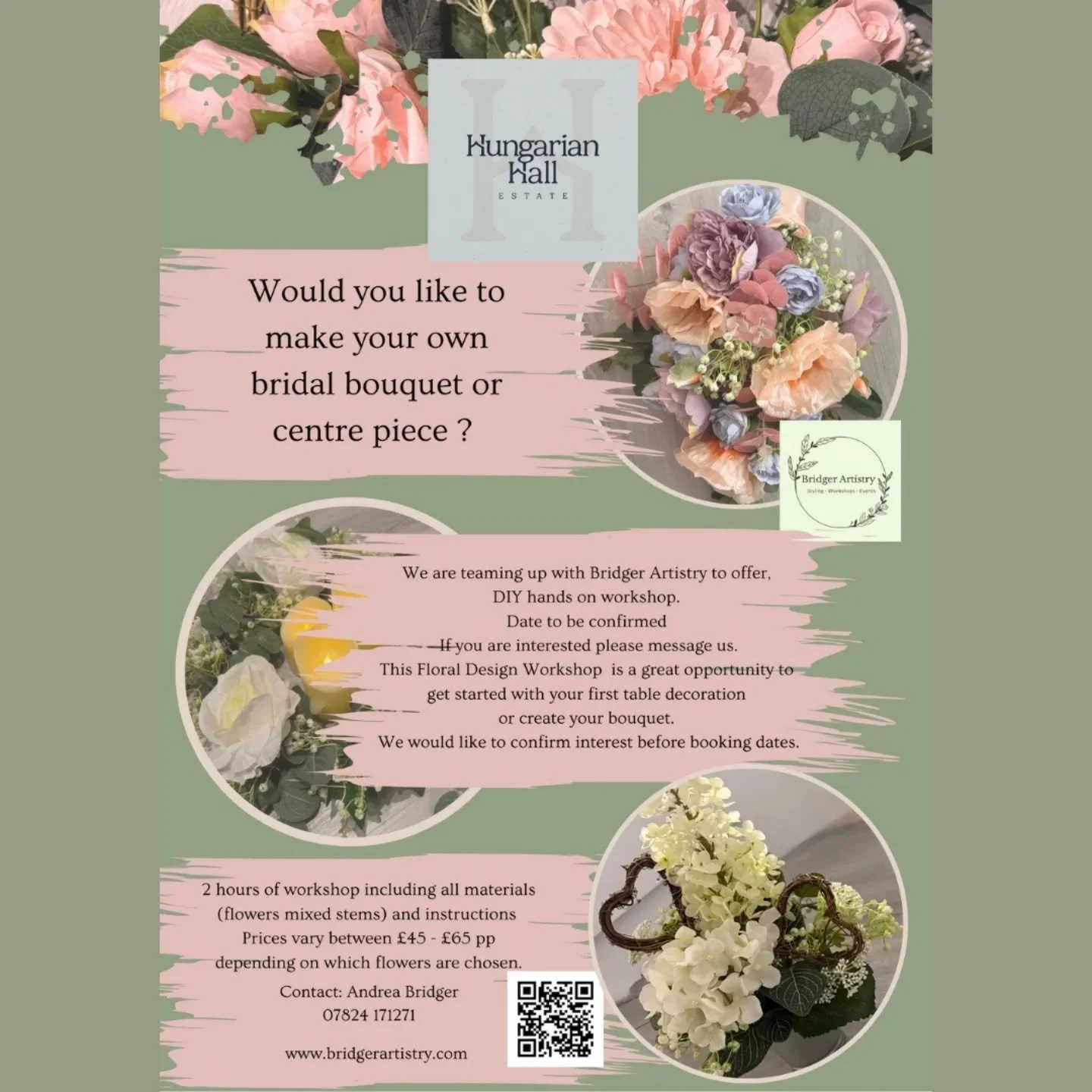 ✨&nbsp;Looking to create your own table centrepieces or a beautiful bouquet?
Create something that lasts and have fun along the way&nbsp;🌸
Why not book a DIY workshop with&nbsp;Andrea Bridger&nbsp;and get creative together!

&nbsp;Meet Andrea Bridge