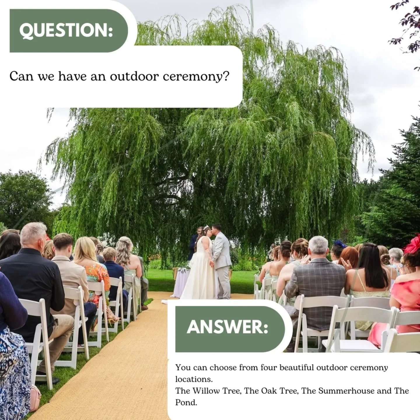 Four stunning outdoor ceremony spots to choose from&nbsp;🤍✨

We take care of everything &mdash; including a back-up plan (because&hellip; Great British weather&nbsp;☁️🌦️). A small set-up fee applies, fully refundable if the weather has other plans.