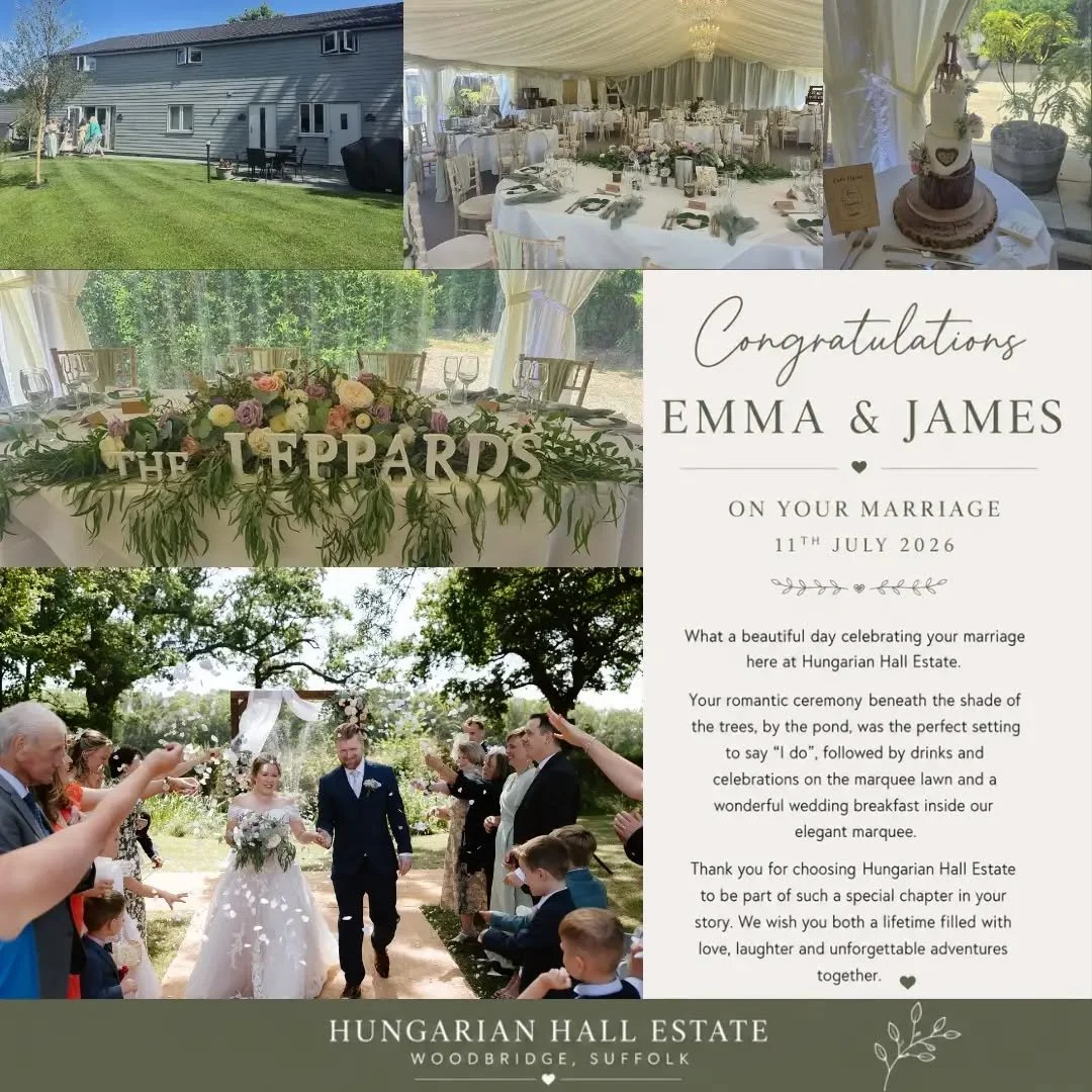 Congratulations to Emma &amp; James!&nbsp;🤍

What a beautiful day celebrating your marriage here at Hungarian Hall Estate.

Your romantic ceremony beneath the shade of the trees by the pond was the perfect setting to say "I do", followed b