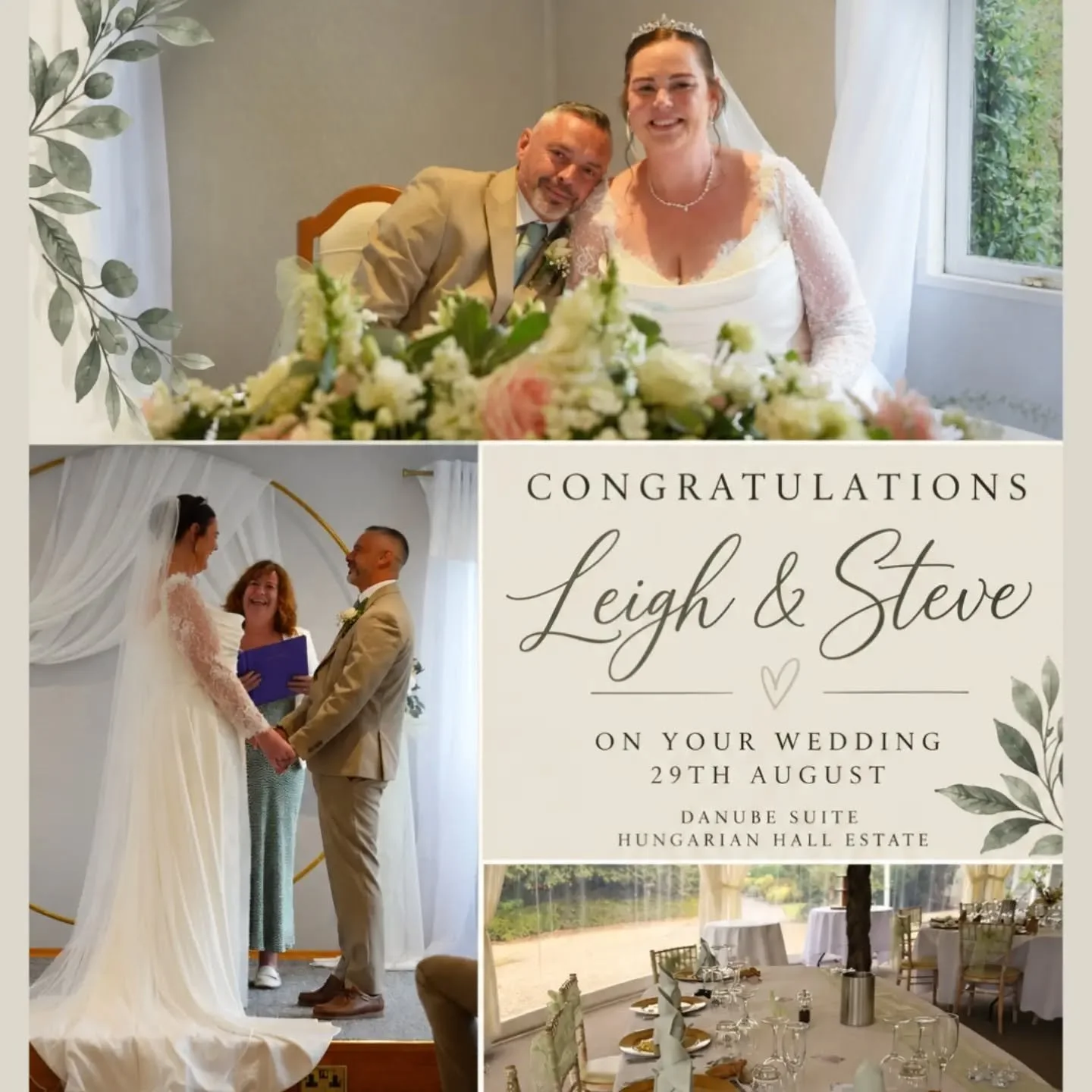 💍 Congratulations Leigh &amp; Steve! 🤍

A few lovely moments from Leigh &amp; Steve&rsquo;s wedding here at Hungarian Hall Estate on 29th August.

They said their &ldquo;I dos&rdquo; in our Danube Suite, before celebrating with family and friends i