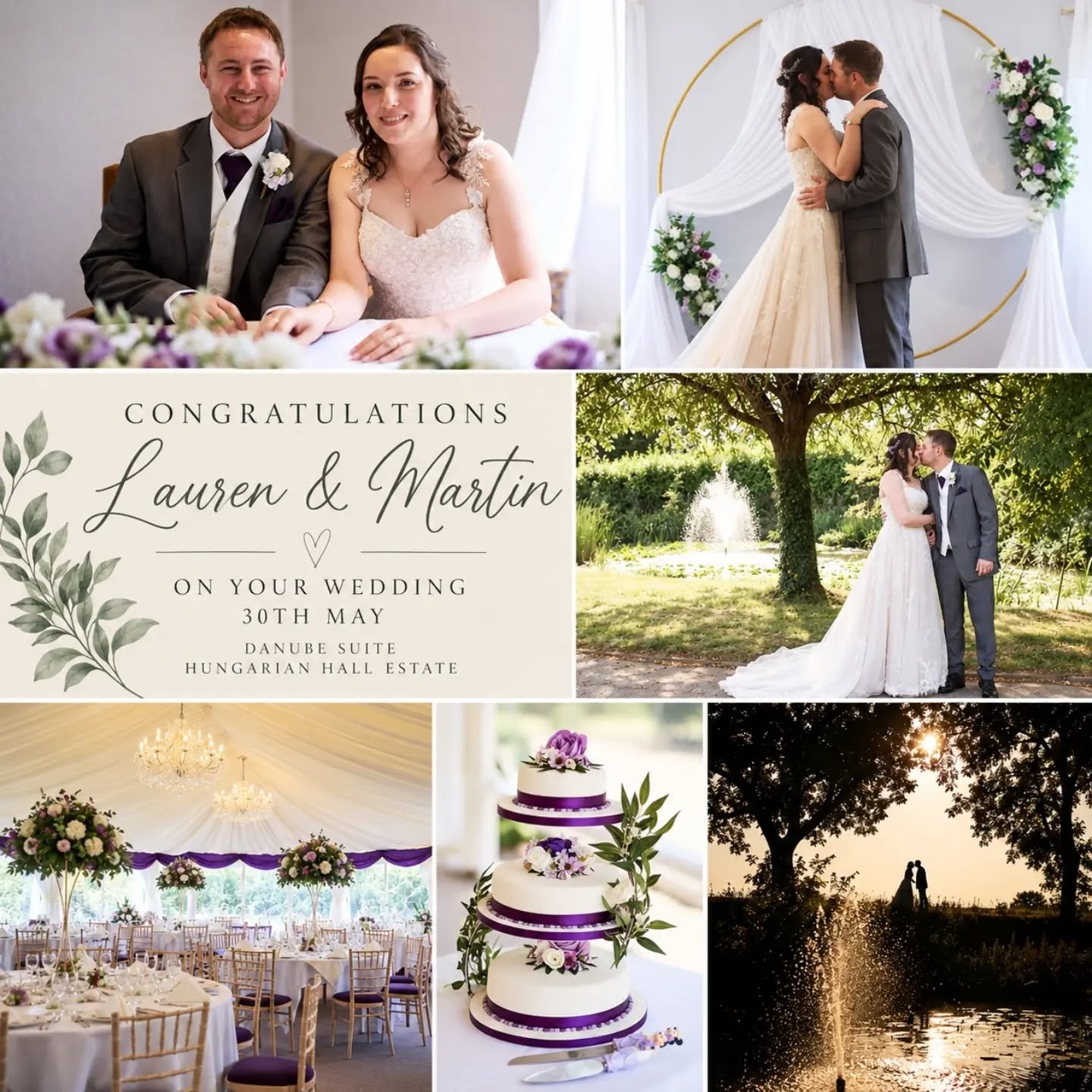 💜 Congratulations Lauren &amp; Martin! 💜

A look back at Lauren &amp; Martin&rsquo;s beautiful wedding here at Hungarian Hall Estate on 30th May.

The couple said their &ldquo;I dos&rdquo; in our Danube Suite, before heading out into the grounds fo