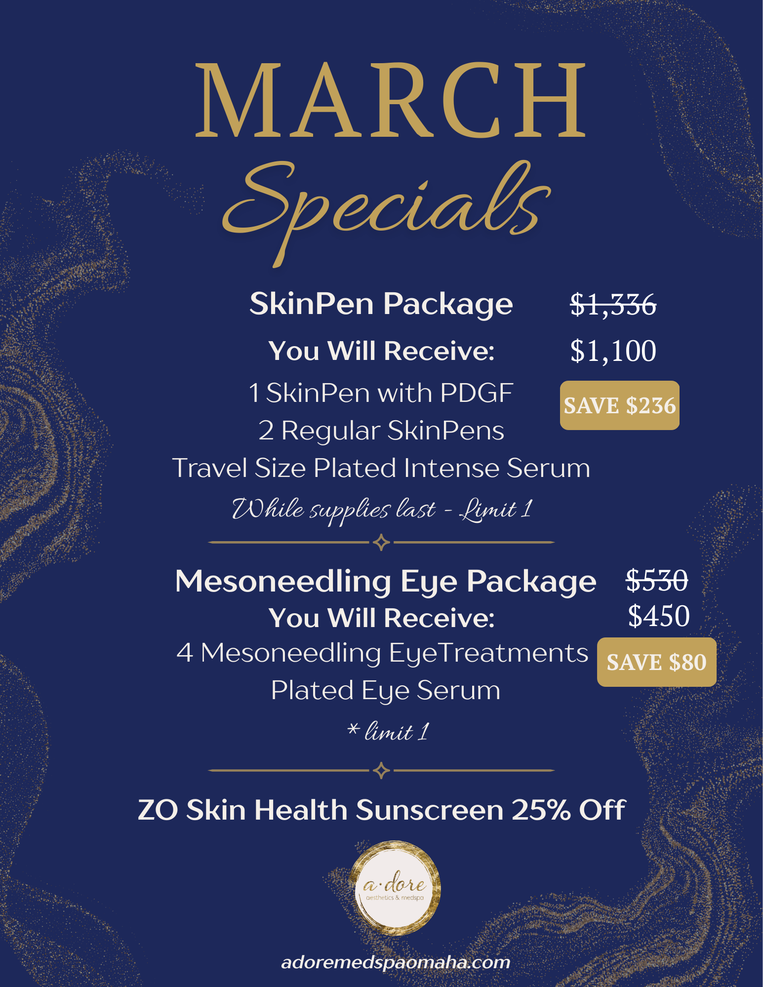 Monthly medspa specials at a.dore aesthetics & medspa in Elkhorn serving Omaha