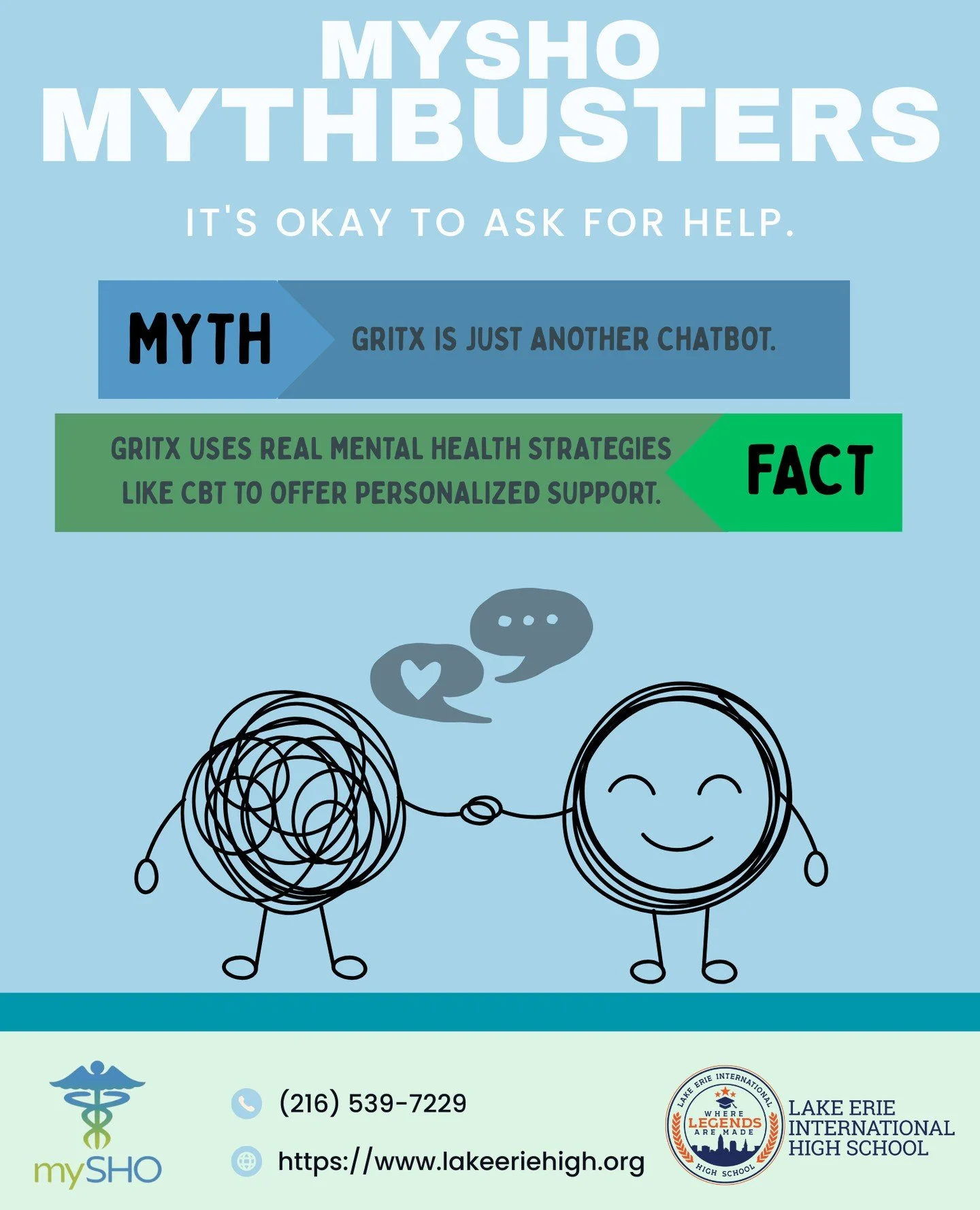 At Lake Erie International High School, student wellness is a top priority. 💙 Through our partnership with mySHO and GRITx, students have 24/7 access to tools and support for managing stress, anxiety, and everyday challenges. Because when our studen