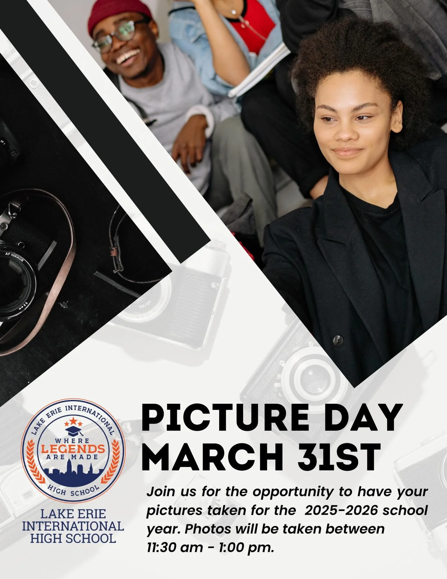 Students will have the opportunity to have 26-26 School Pictures done for free. Pictures will be taken between 11:30 - 1:00 pm, March 31st.