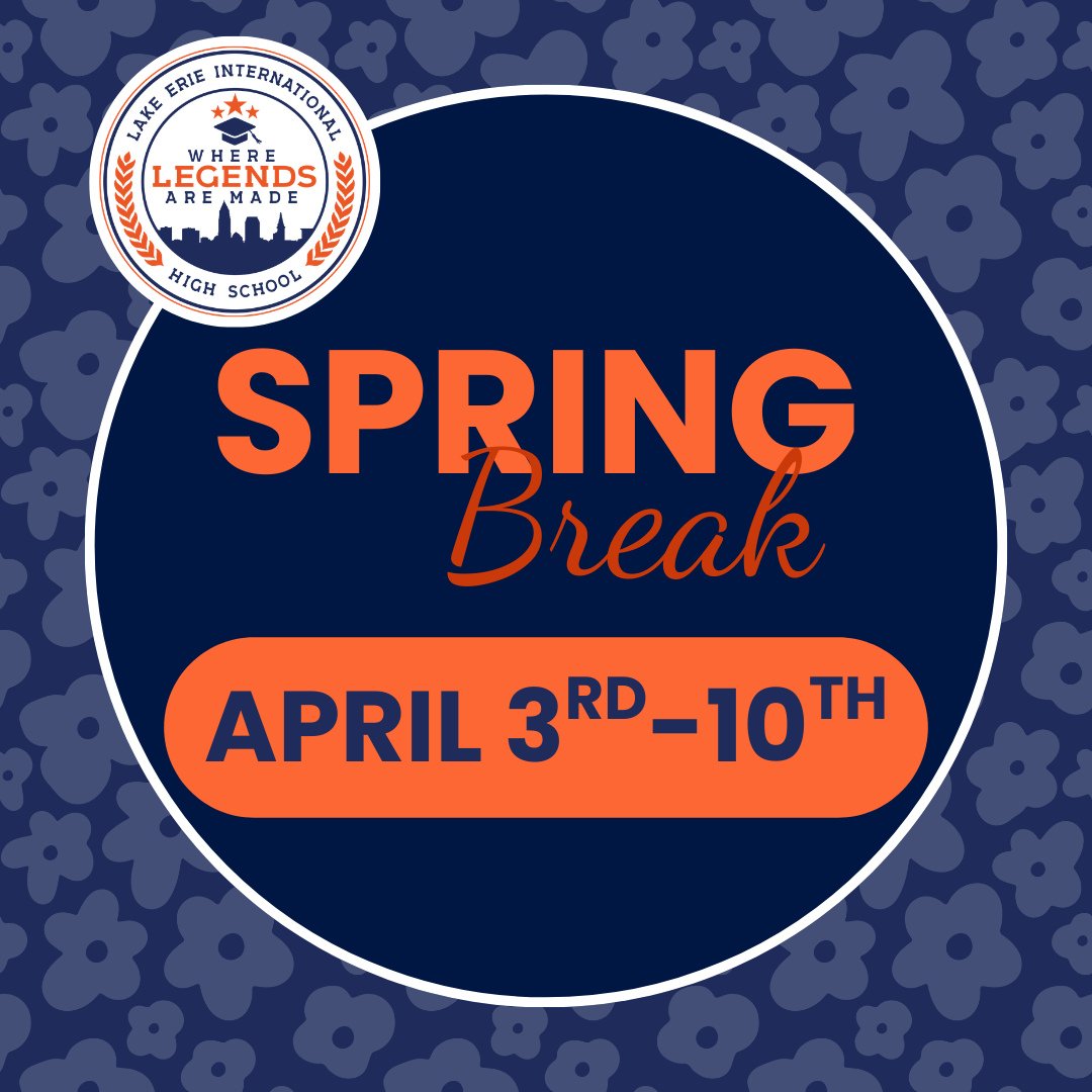 🌸 Spring Break is almost here at LEIHS!⁠
⁠
There will be no school April 3rd&ndash;10th as students and staff enjoy a well-deserved break. We hope our students and families have a safe, relaxing, and fun week!⁠
⁠
We love you here! 💙