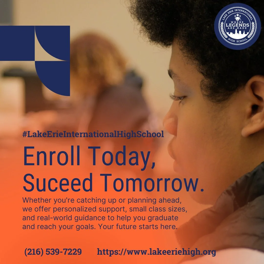 Enroll today. Succeed tomorrow. ✨⁠
⁠
At Lake Erie International High School, your path is personal. Whether you're catching up or planning ahead, we&rsquo;re here with small class sizes, real support, and guidance that goes beyond the classroom.⁠
⁠
Y