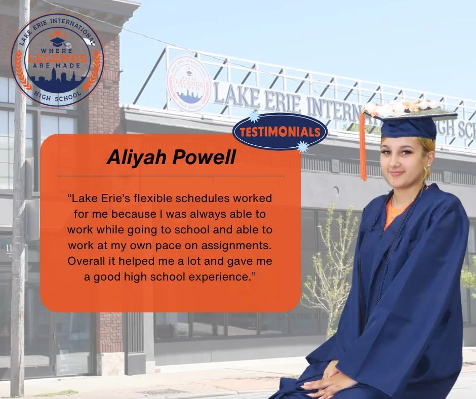 &ldquo;Lake Erie&rsquo;s flexible schedules worked for me&hellip; I was able to work while going to school and move at my own pace.&rdquo; 🎓⁠
⁠
Aliyah Powell, a proud LEIHS alum, shares how flexibility and support made all the difference in her high