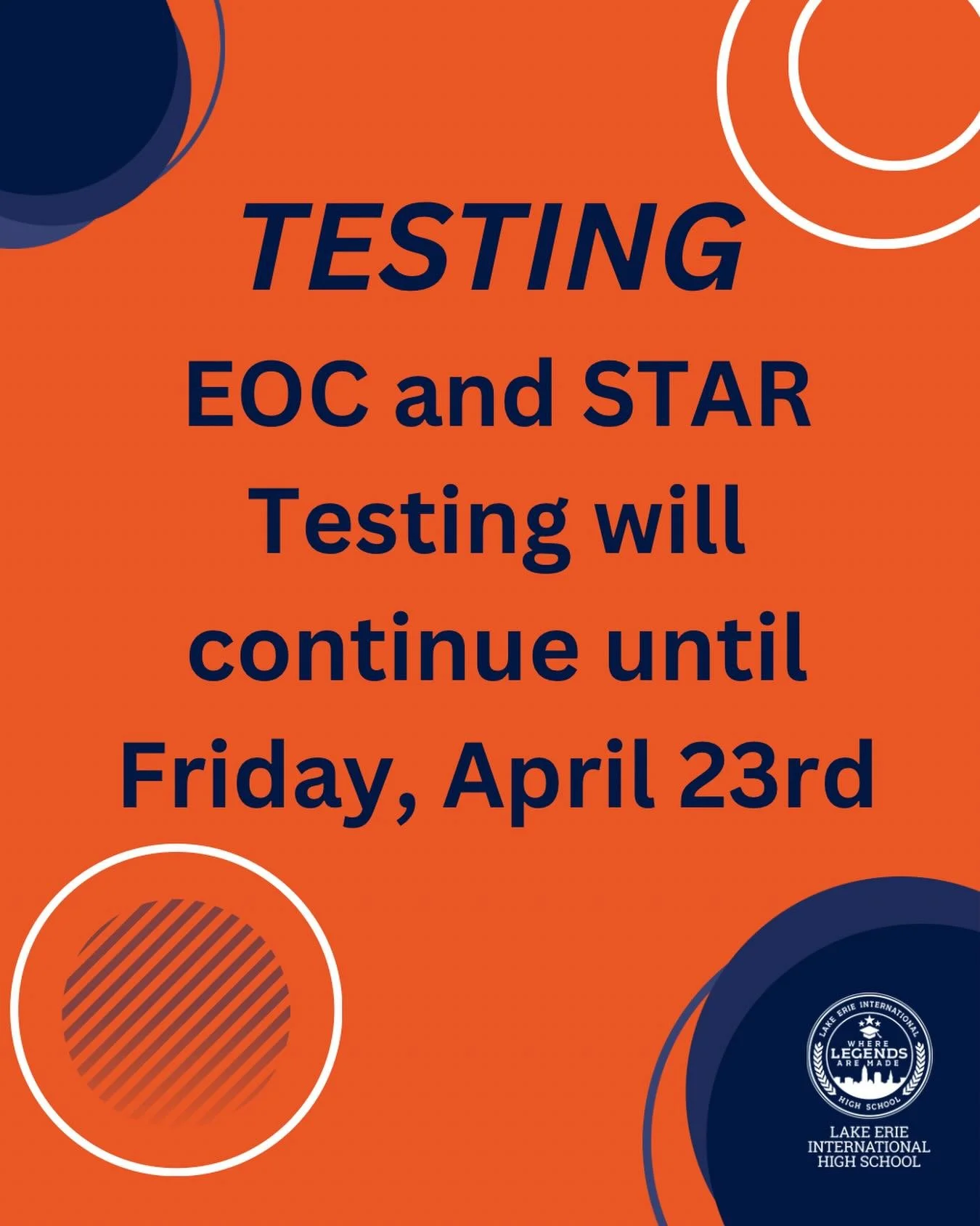 Testing continues all this week!! Make sure you&rsquo;re in the building so you can continue to move forward!