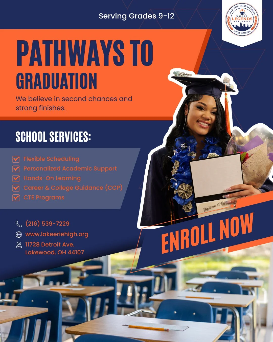 Your future is still waiting for you. 🎓💙 At LEIHS, we believe every student deserves a pathway to success, support, and graduation. With flexible scheduling, personalized support, and hands-on learning opportunities, we&rsquo;re here to help studen