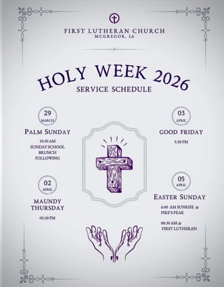 Join our friends at First Luthern Church - McGregor, IA
🐣🌹🐰🙏🐣🌹🙏🐰