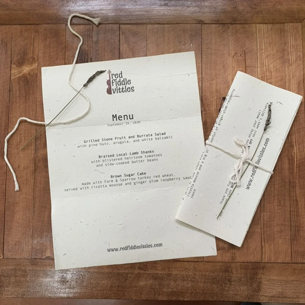 Photo of a take-home menu.