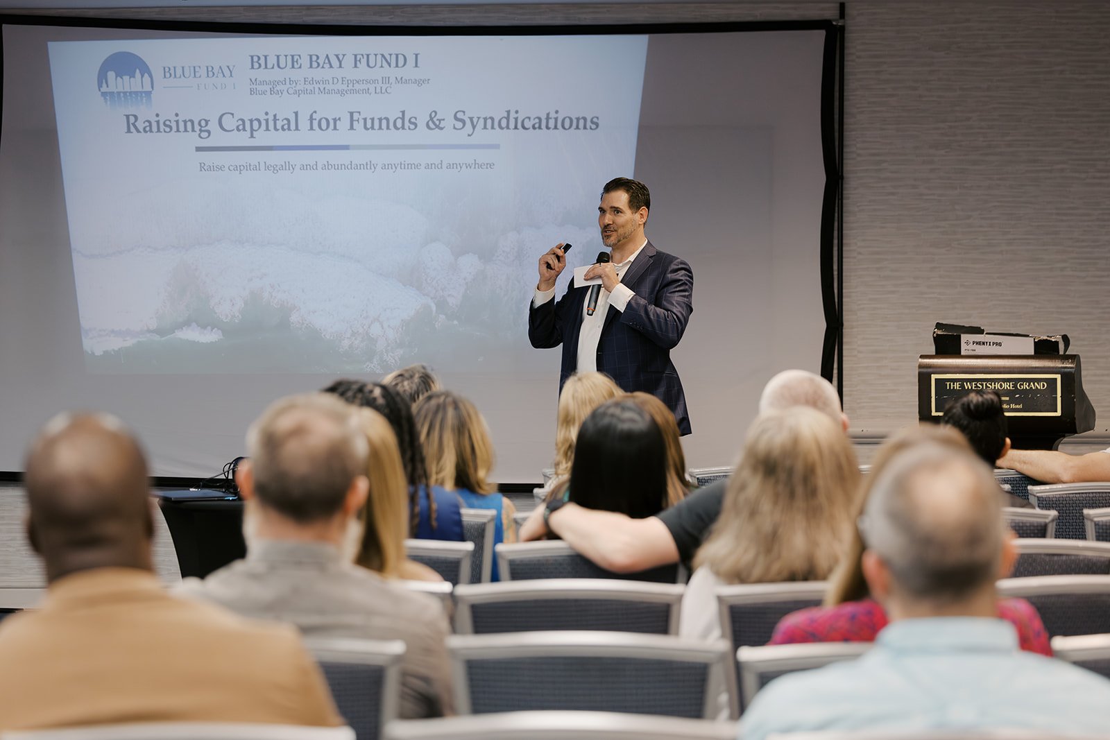 Founder of Blue Bay Fund I presenting to investors, emphasizing clarity, structure, and disciplined capital deployment