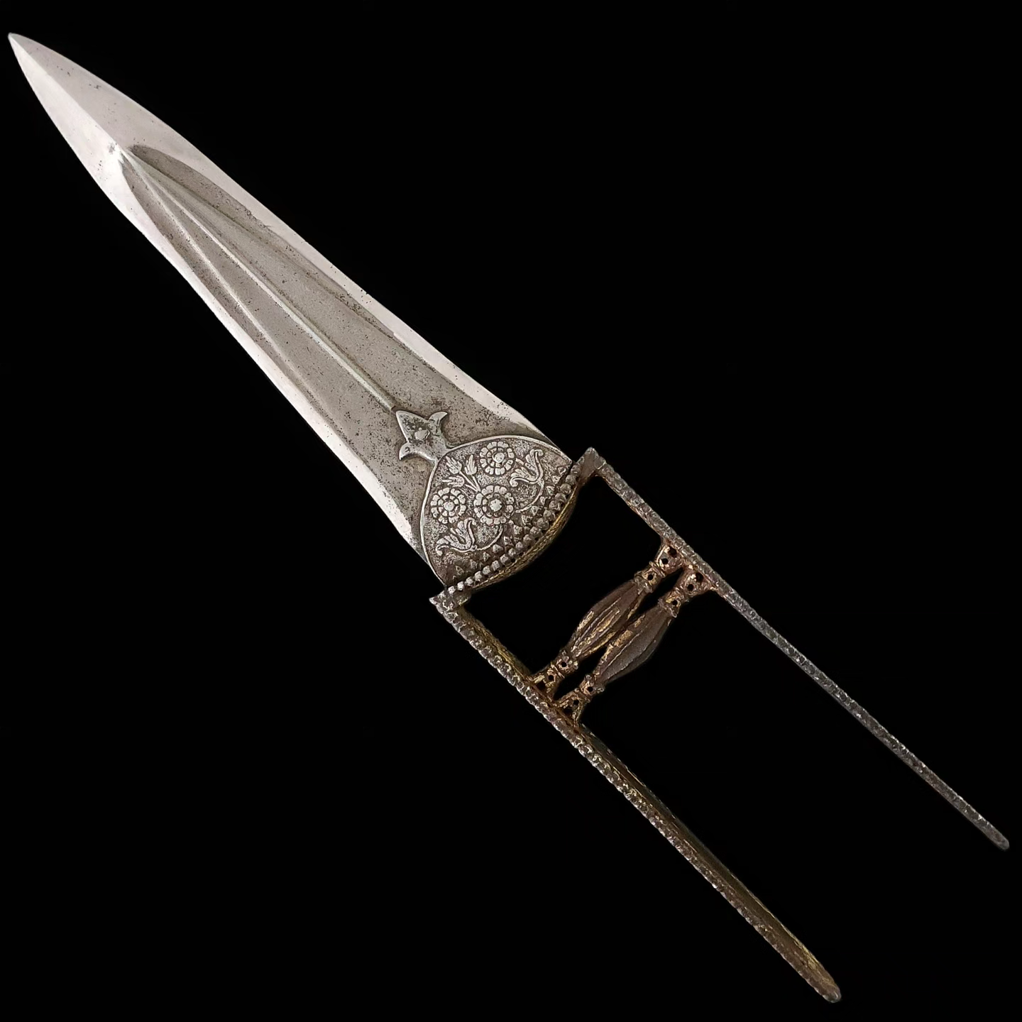 A Fine Large Indian crystalline Wootz Katar